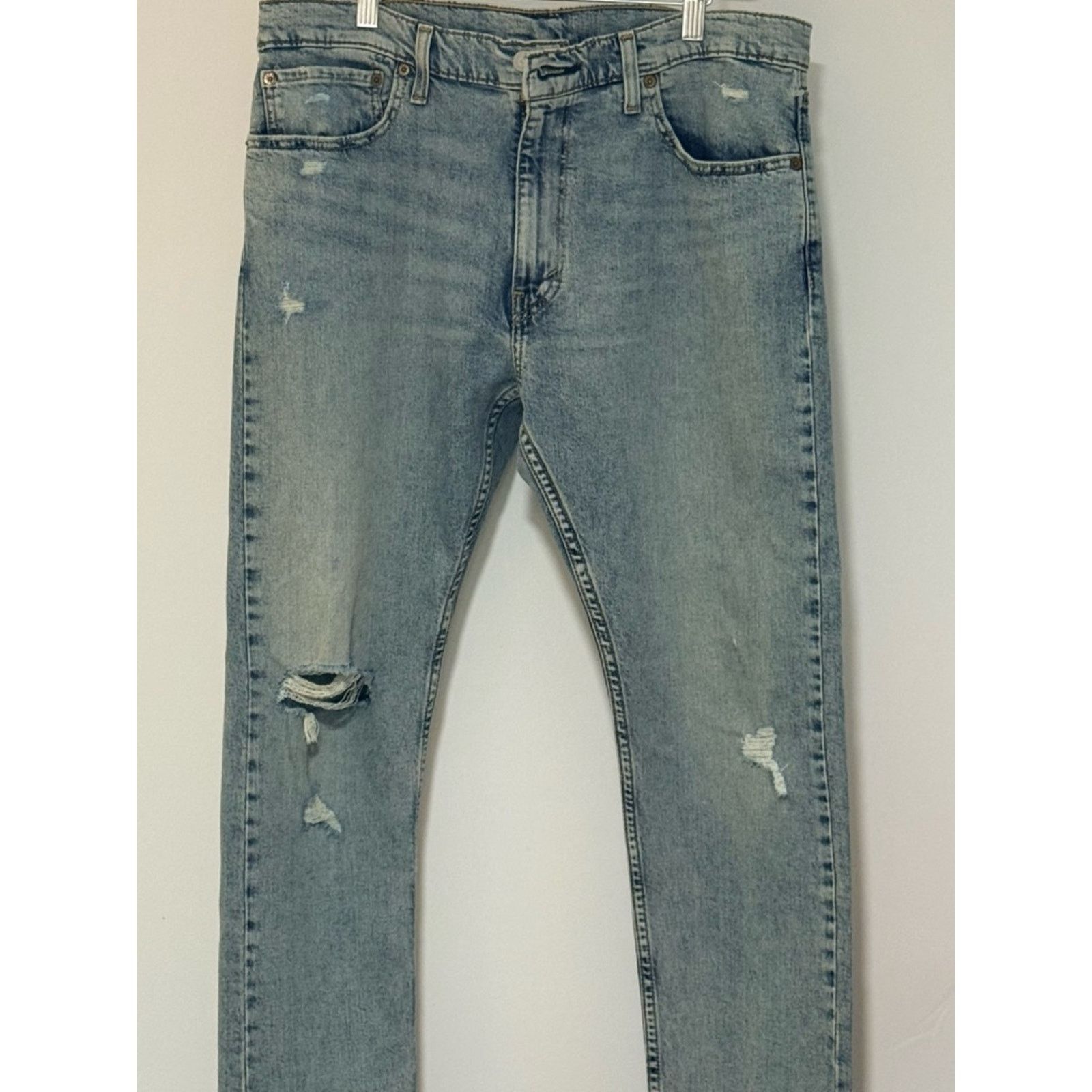 Levi's Levi's Light Blue Slim Straight Ripped Jeans Size US 36 / EU 52 - 14 Thumbnail