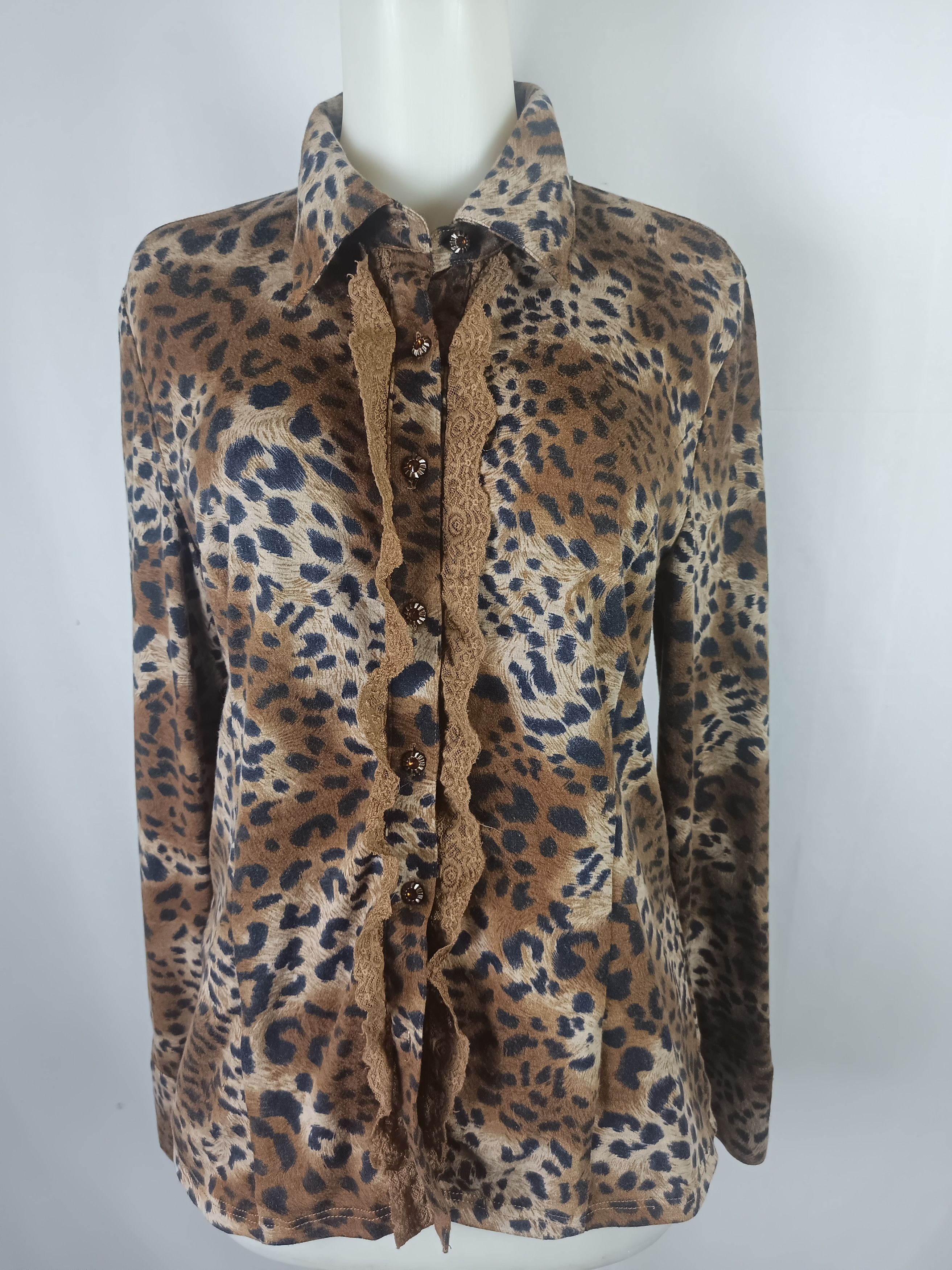 The Unbranded Brand FABIO FERRETTI Leopard Lace Shirt Size M / US 6-8 / IT 42-44 - 4 Thumbnail