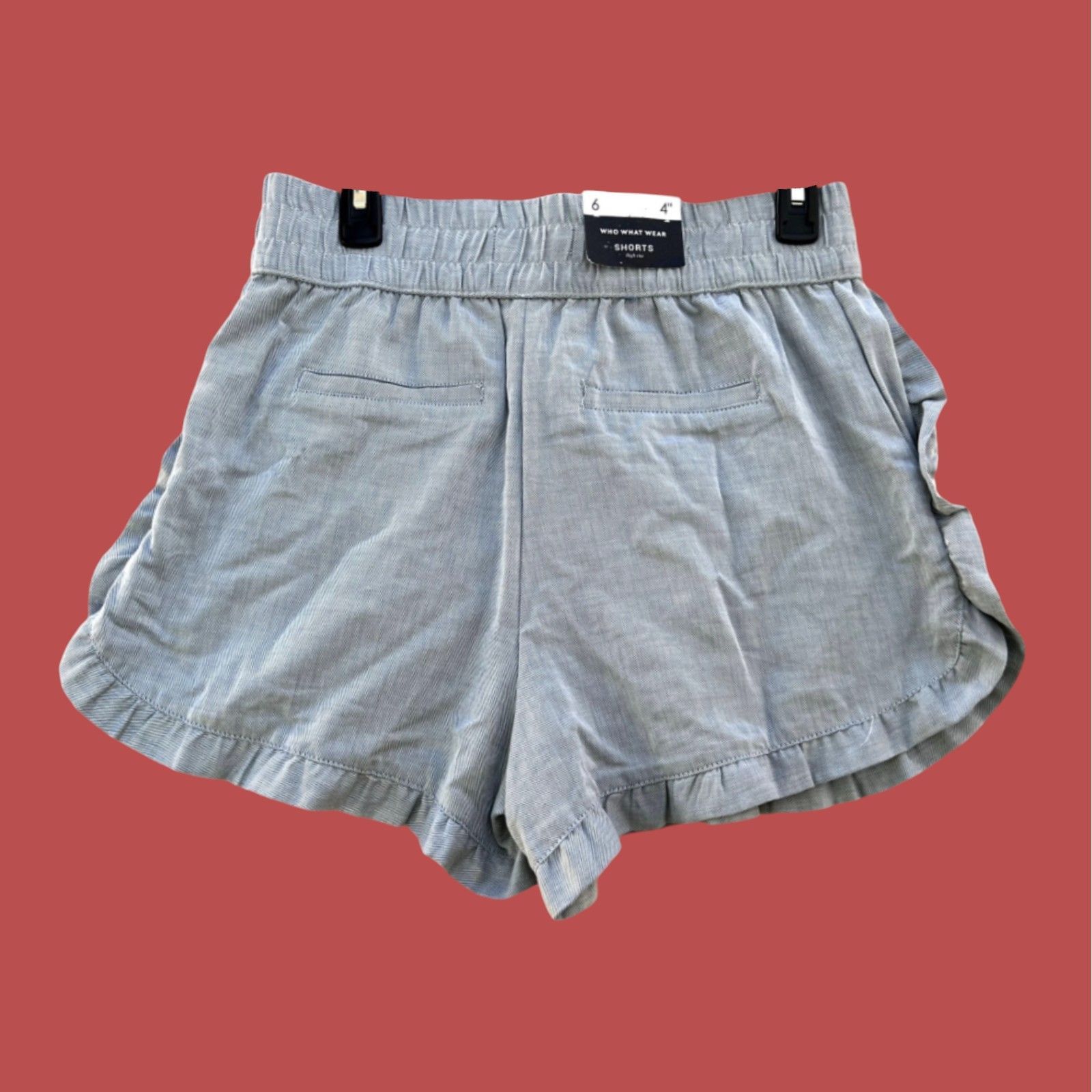 Other Who What Wear - Women's Cotton Shorts Ruffle Edge - Light Bl Size 28" / US 6 / IT 42 - 2 Thumbnail