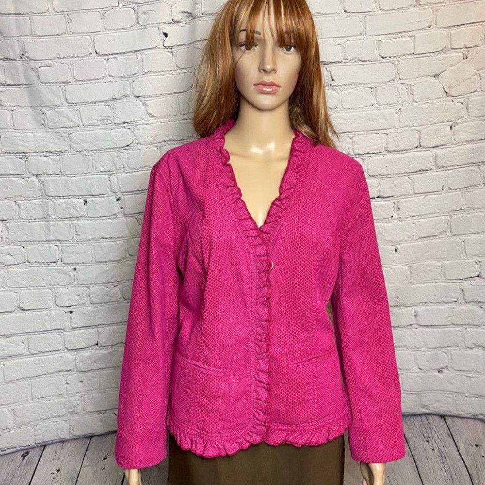 Chicos Chico’s Cord Bouquet Bianca Fuchsia Jacket Size 1 US M Size M / US 6-8 / IT 42-44 - 1 Thumbnail