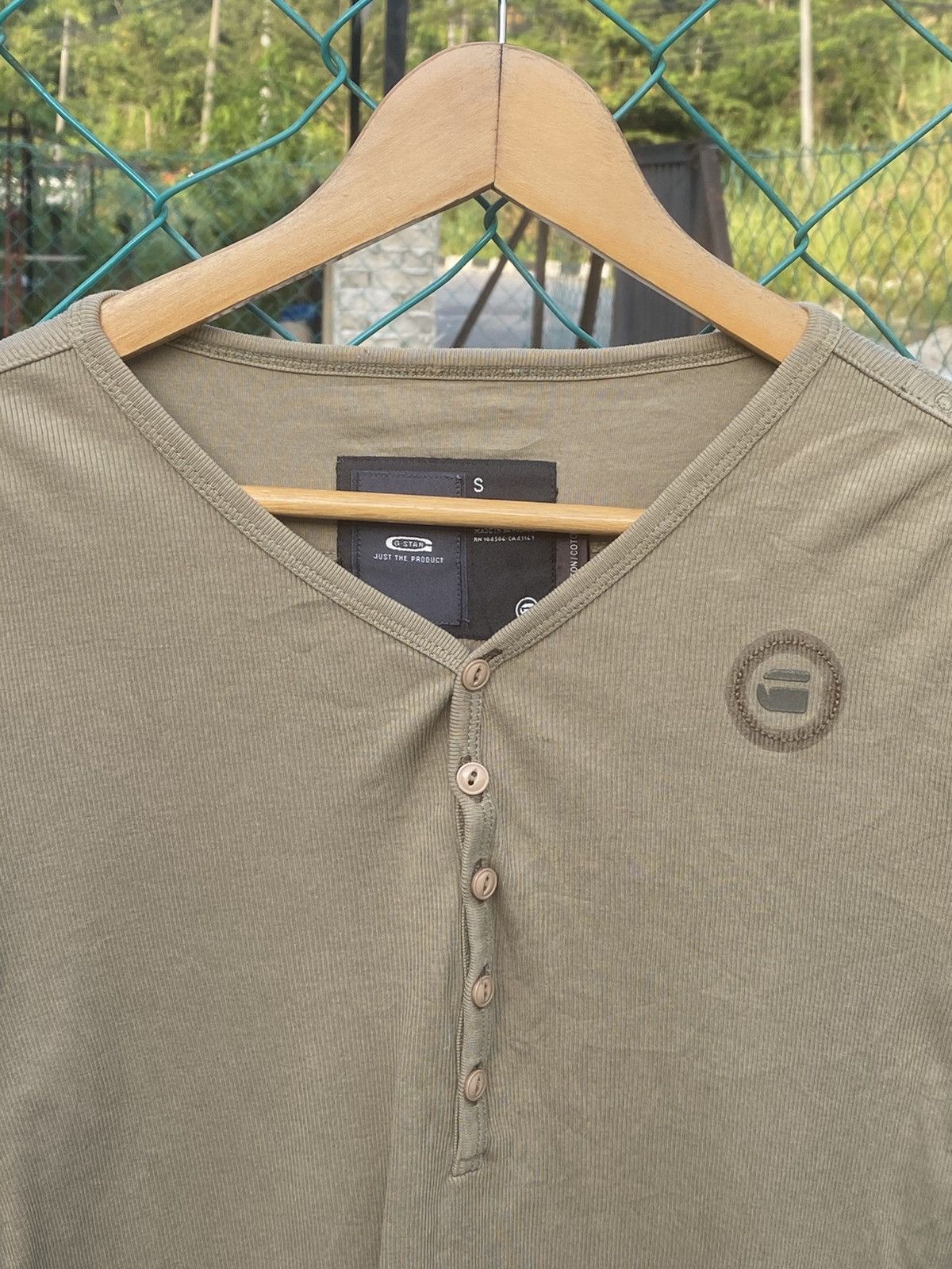 G-Star G-star raw denim olive green slim fit henley tshirt Size US S / EU 44-46 / 1 - 5 Thumbnail