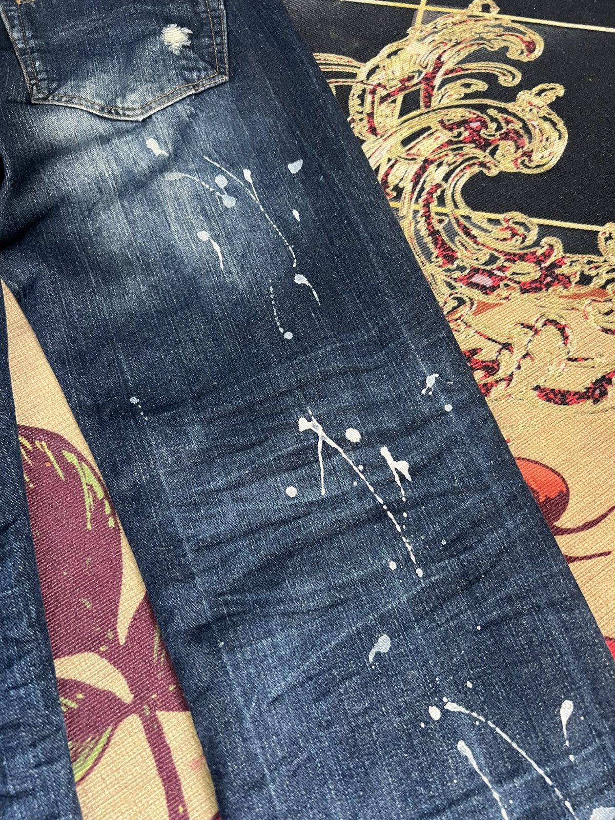 Japanese Brand VINTAGE ROOT THREE STYLE DISTRESSED PAINTER JEANS Size US 33 - 15 Thumbnail