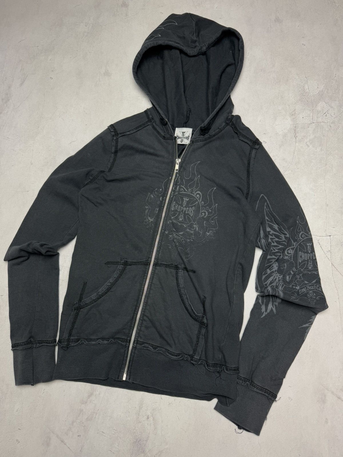 Vintage × West Coast Choppers West Coast Choppers Vintage Big Logo Washed Hoodie Size S / US 4 / IT 40 - 4 Thumbnail