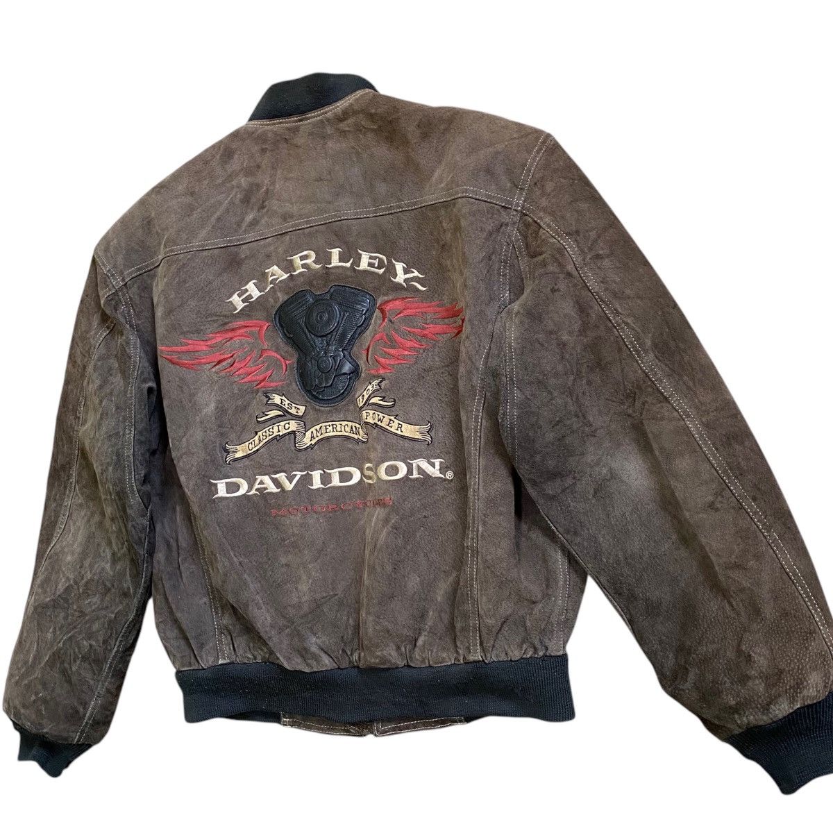Harley Davidson 💥HARLEY DAVIDSON SUEDE LEATHER BOMBER JACKET Size US L / EU 52-54 / 3 - 2 Thumbnail