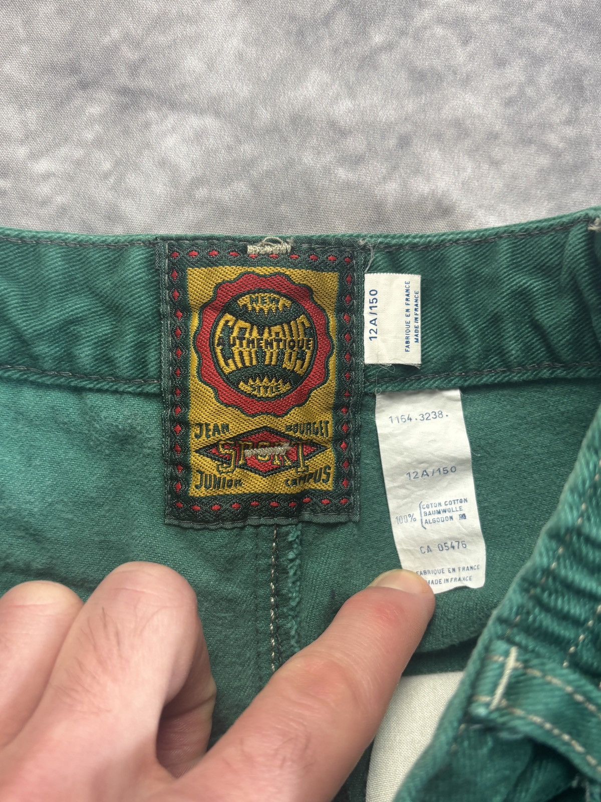 Levi's × Other × Vintage 1980s Green Denim Jeans Vintage Campus France Pleated Youth Size 24" / US 00 / IT 34 - 4 Thumbnail