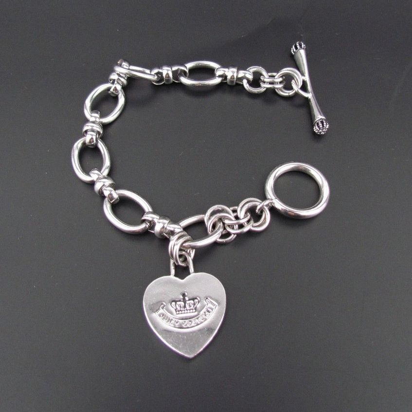 Juicy Couture Juicy Couture Silver Color Heart Charm Bracelet Size ONE SIZE - 1 Thumbnail