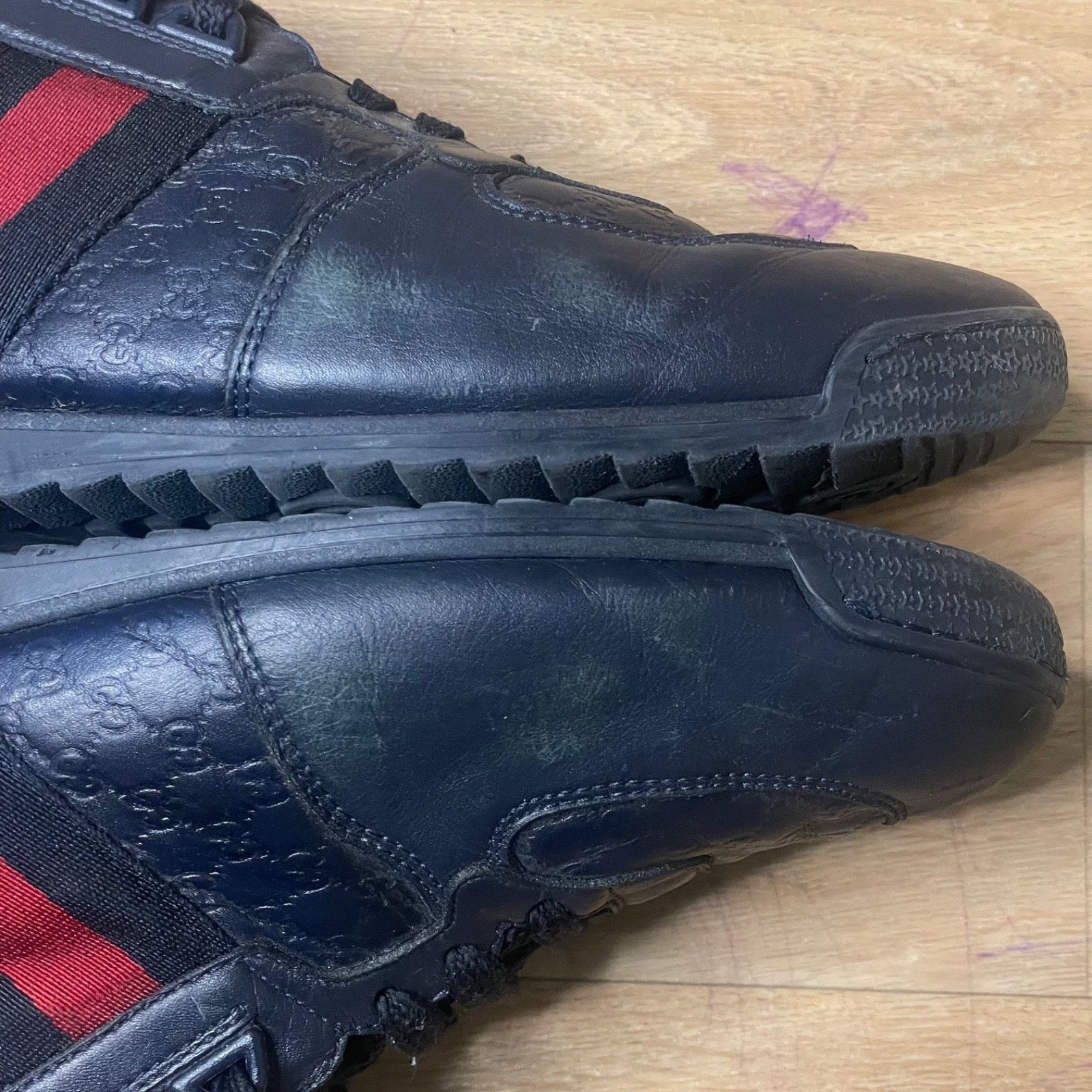 Gucci GUCCI Sneakers Guccissima blue navy Leather low Top Monogram Size US 9 / EU 42 - 8 Thumbnail