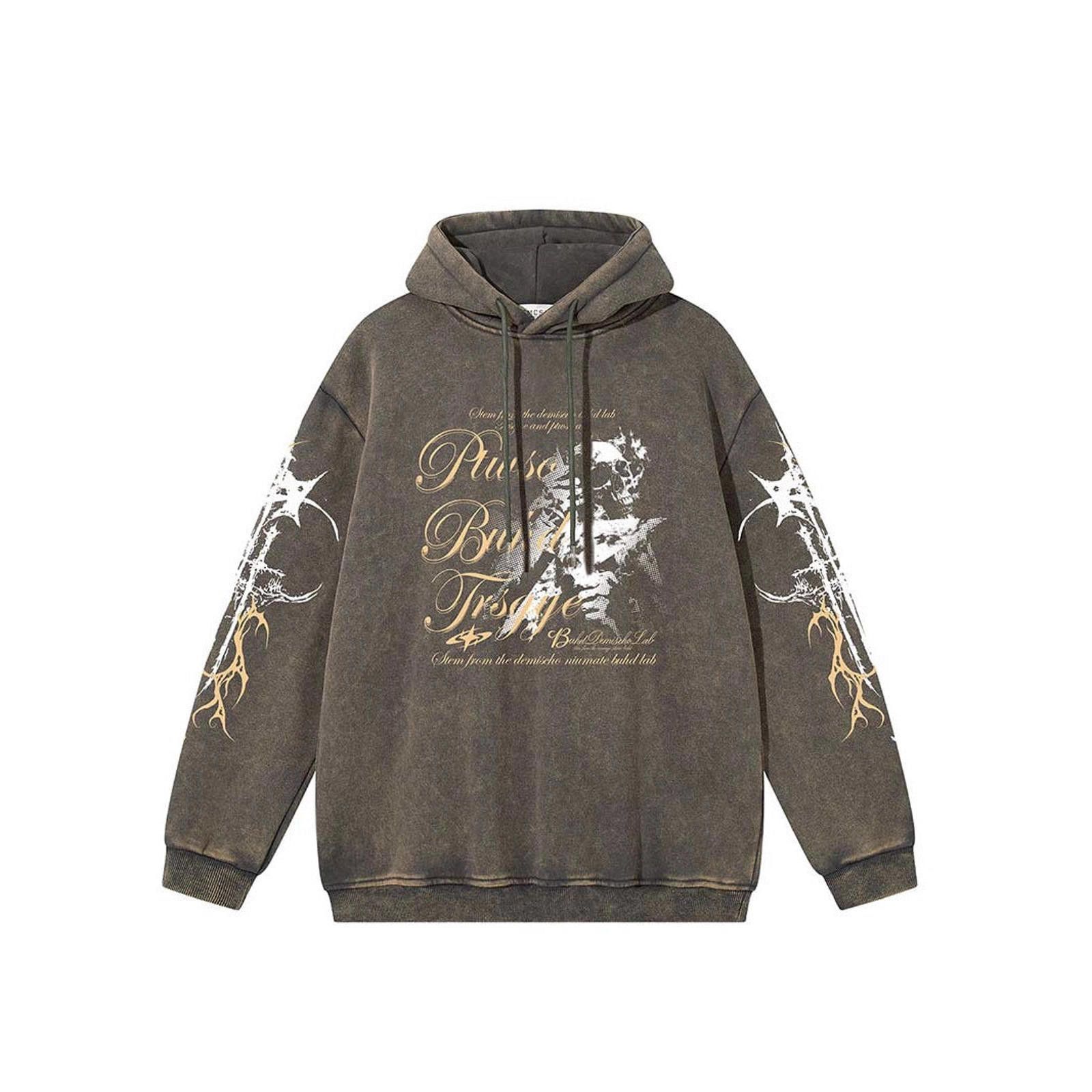 Japanese Brand Black Graphic Print Oversized Hoodie, Streetwear Hoodie Size US M / EU 48-50 / 2 - 3 Thumbnail