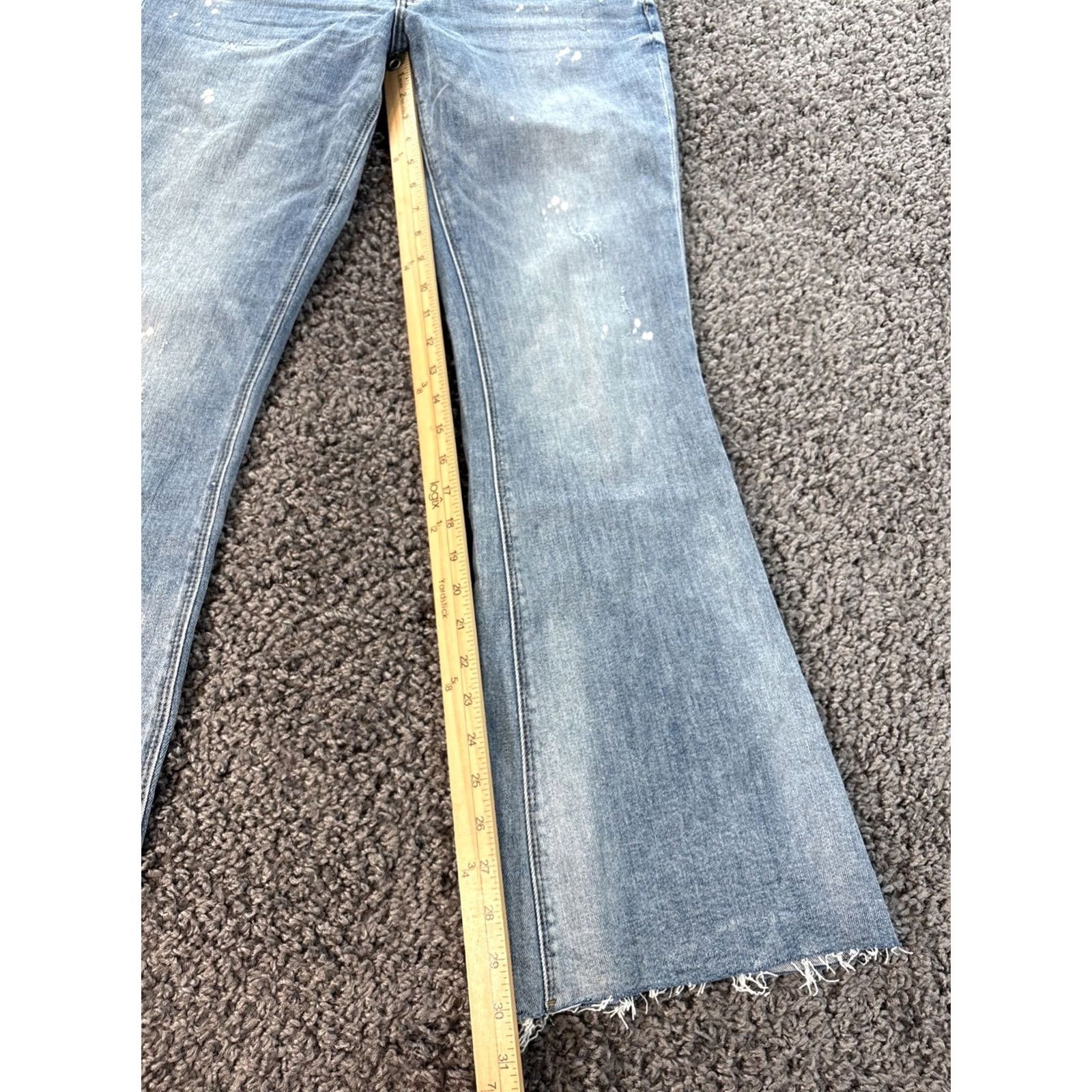 Vintage KUT from the Kloth Stella Ab Fab Flare Jean Jeans 32x30 Distressed Raw Hem Blue Womens Regular 6 Mid Rise Flared Size 34" / US 12 / IT 48 - 2 Thumbnail