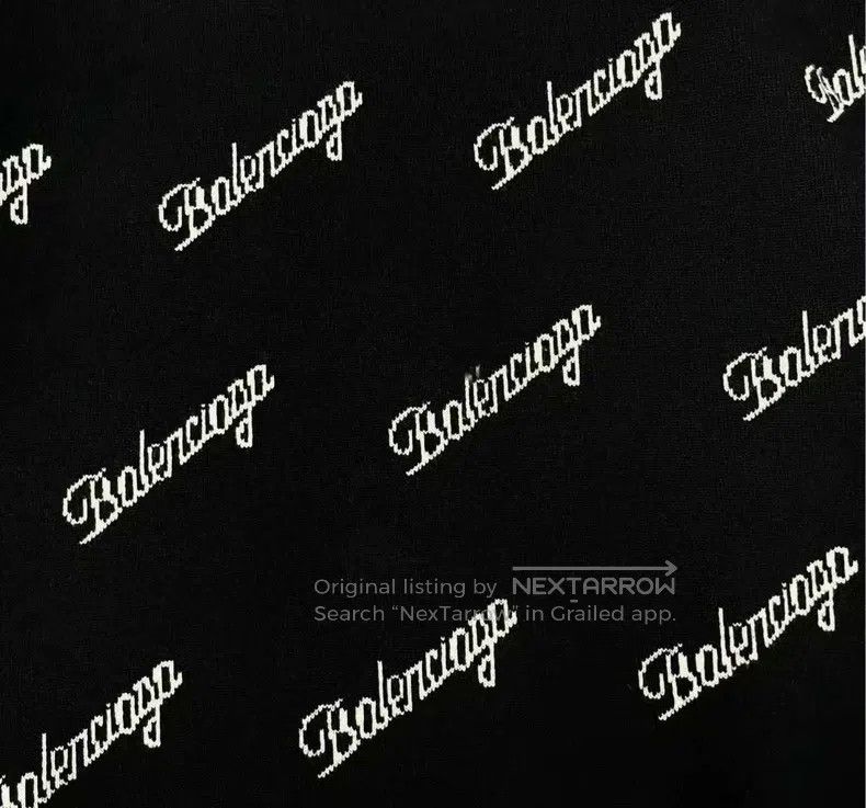 Balenciaga Balenciaga Black Cursive Full Print Letter Logo Knit Sweat Size US XS / EU 42 / 0 - 5 Thumbnail