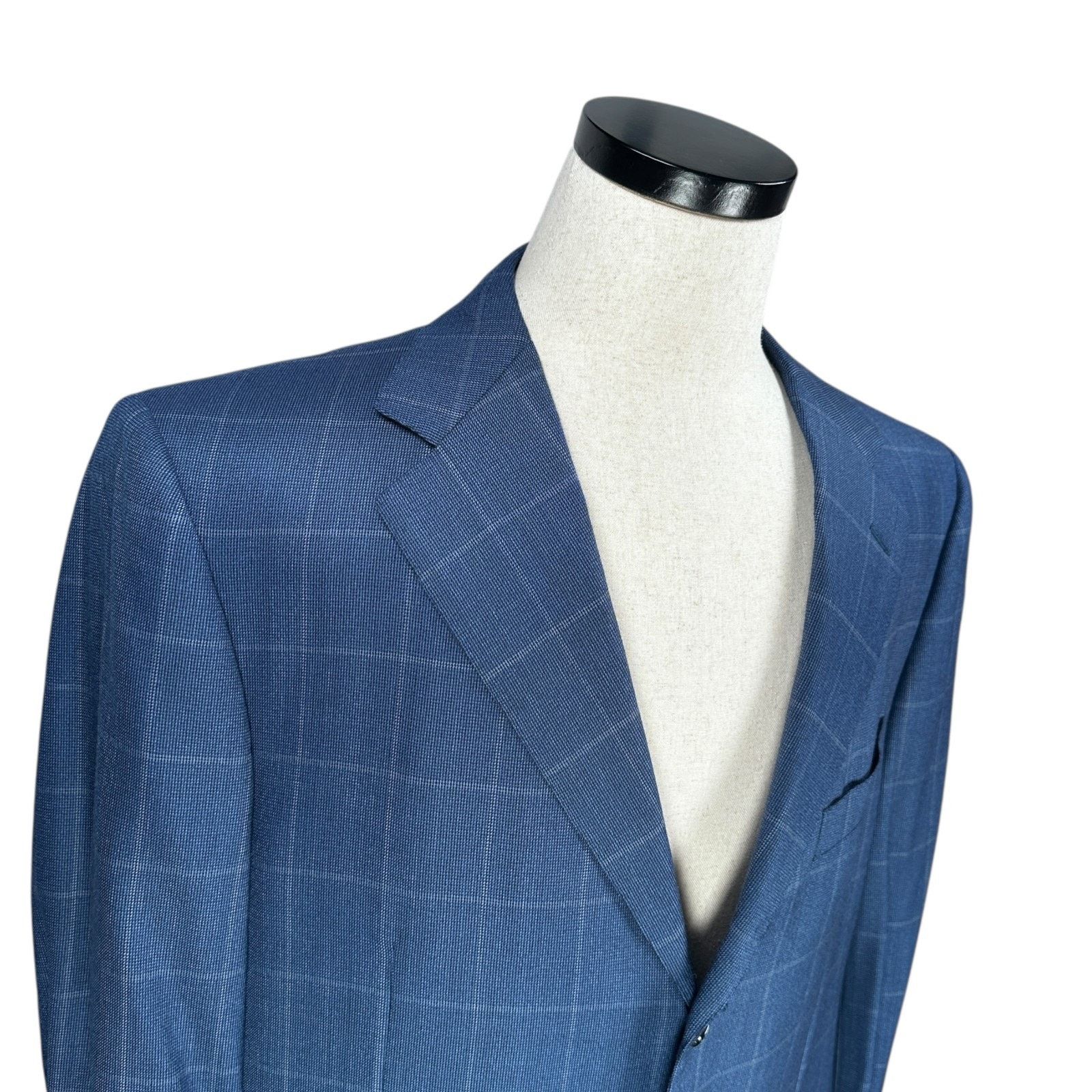 Ermenegildo Zegna Ermenegildo Zegna Blazer Jacket Men 44R Blue Windowpane Wool Size 44R - 2 Thumbnail