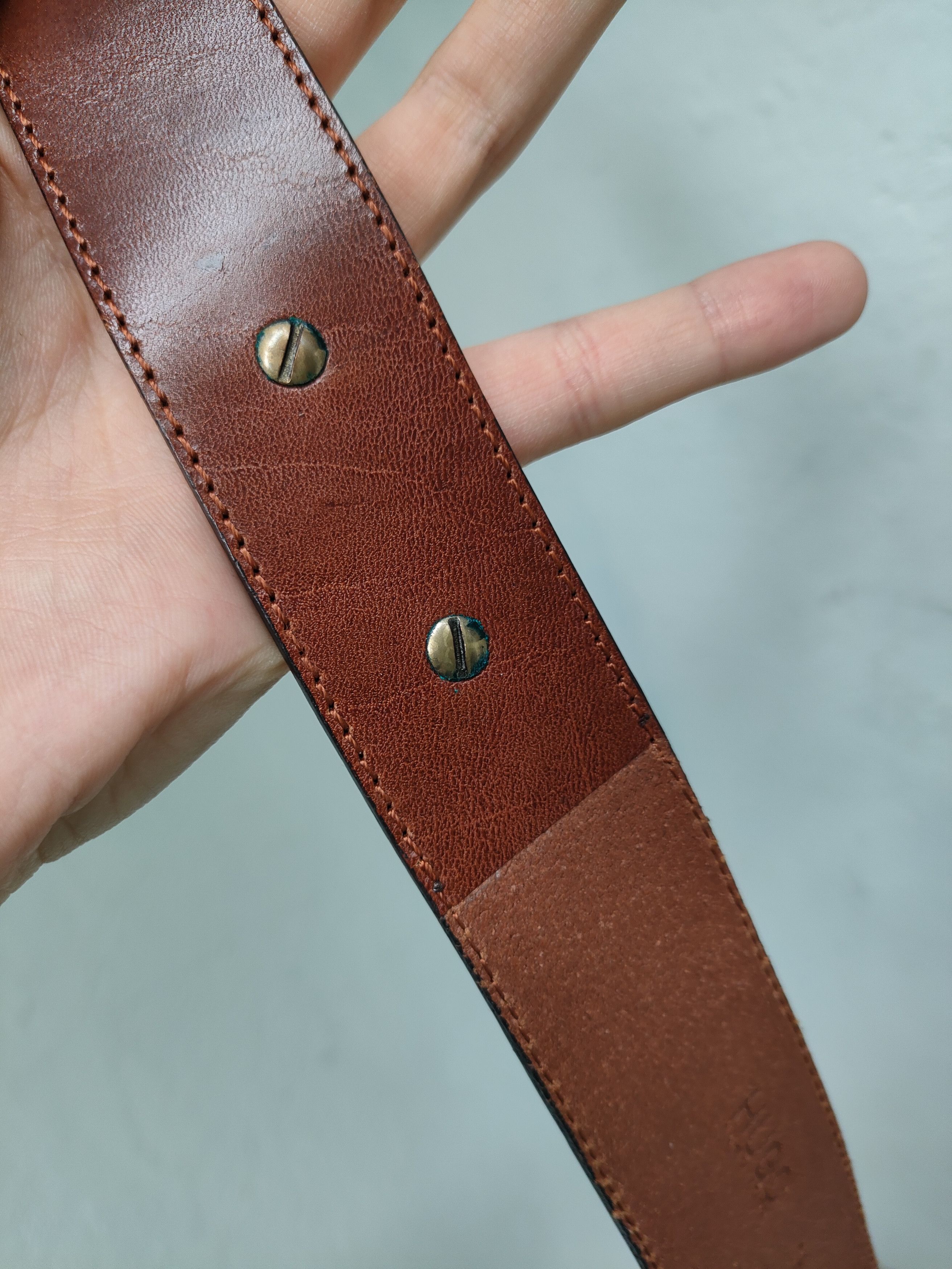 Hugo Boss Hugo Boss Strip Deconstructed Thread Leather Belt Size 32 - 6 Thumbnail