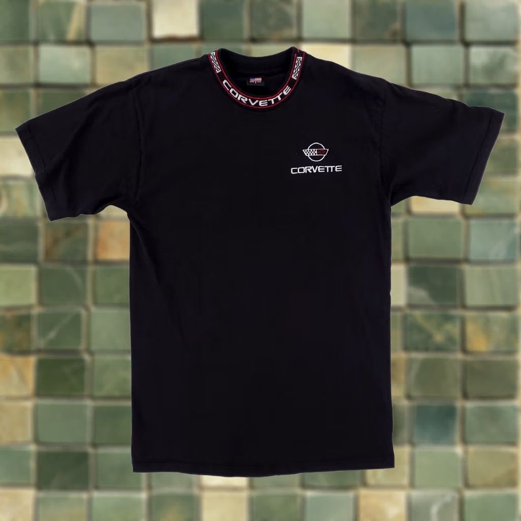 Vintage VINTAGE Corvette T Shirt Embroidered 90s Ringer Made USA Black Short Sleeve Mens L Size US L / EU 52-54 / 3 - 1 Thumbnail