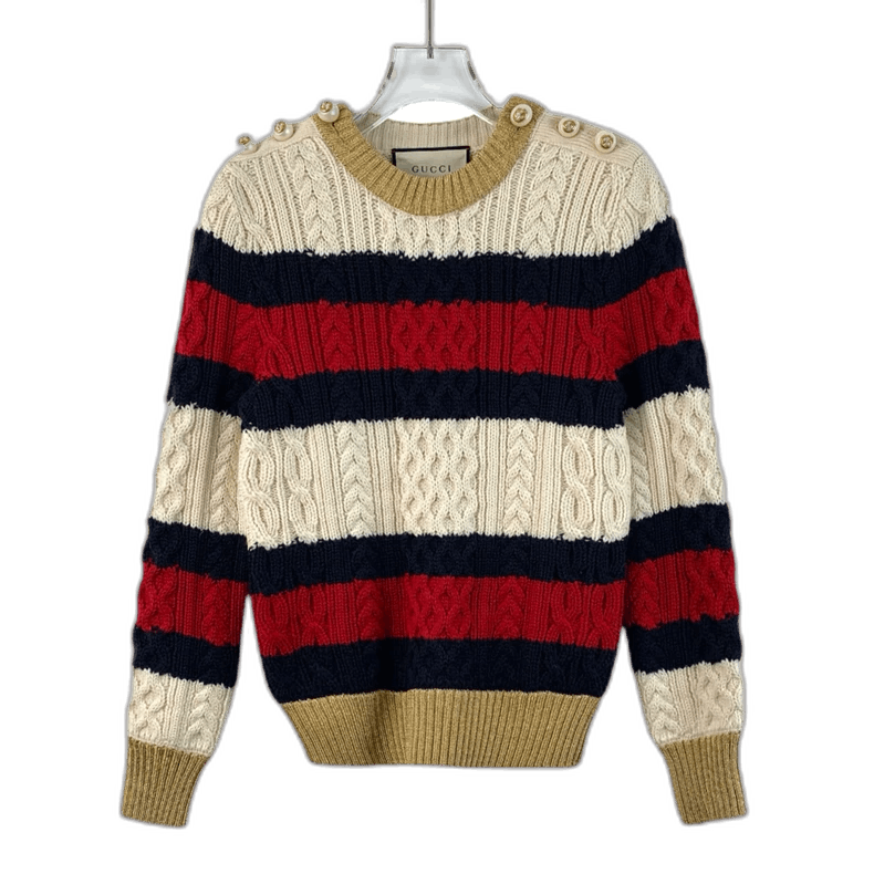 Gucci Gucci Striped Knit Sweater with Pearl Buttons Size US XS / EU 42 / 0 - 1 Thumbnail