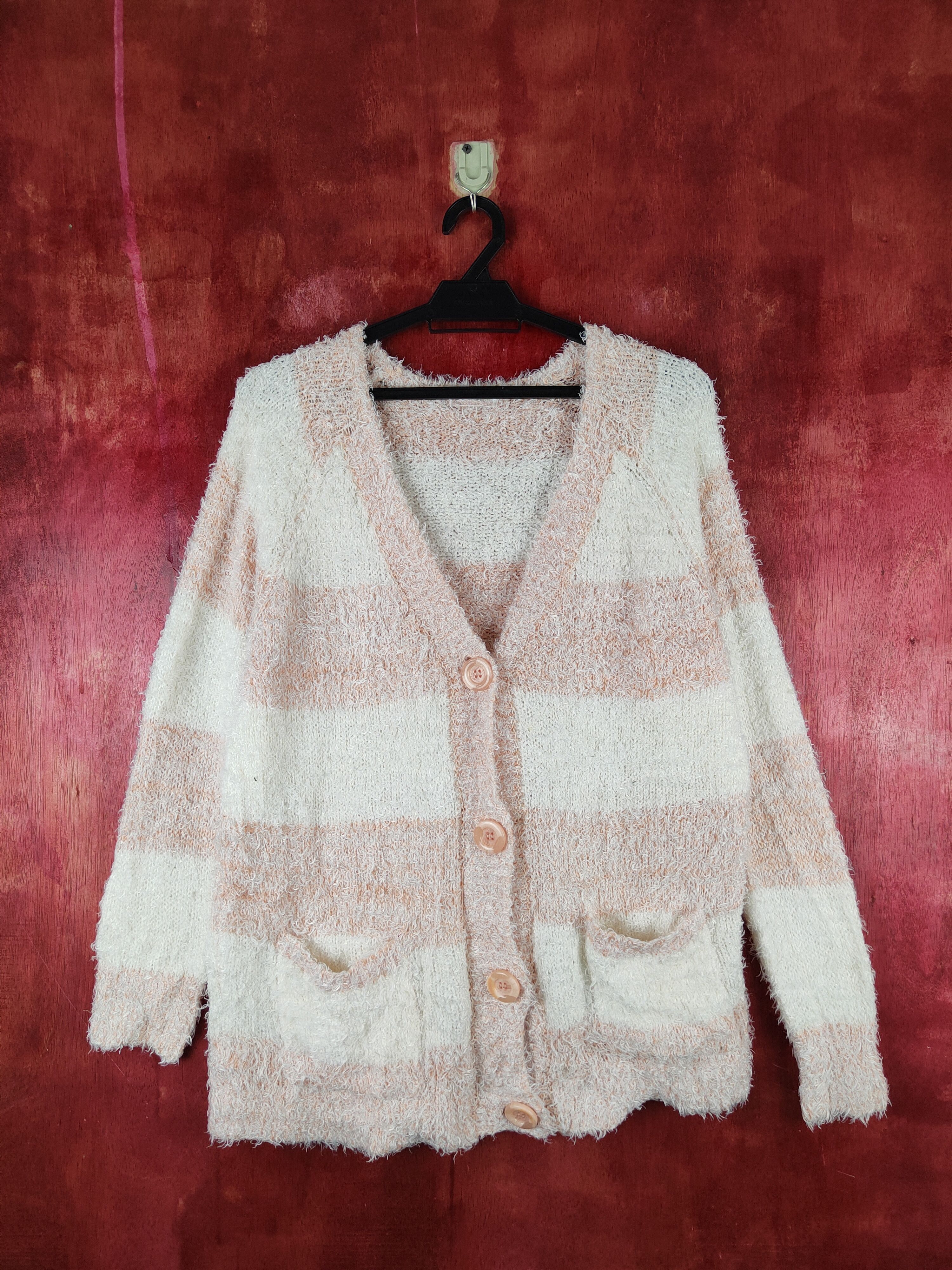 Homespun Knitwear Noble Goton Cream Fur Mohair Knitwear Cardigan #S1982 Size L / US 10 / IT 46 - 1 Thumbnail