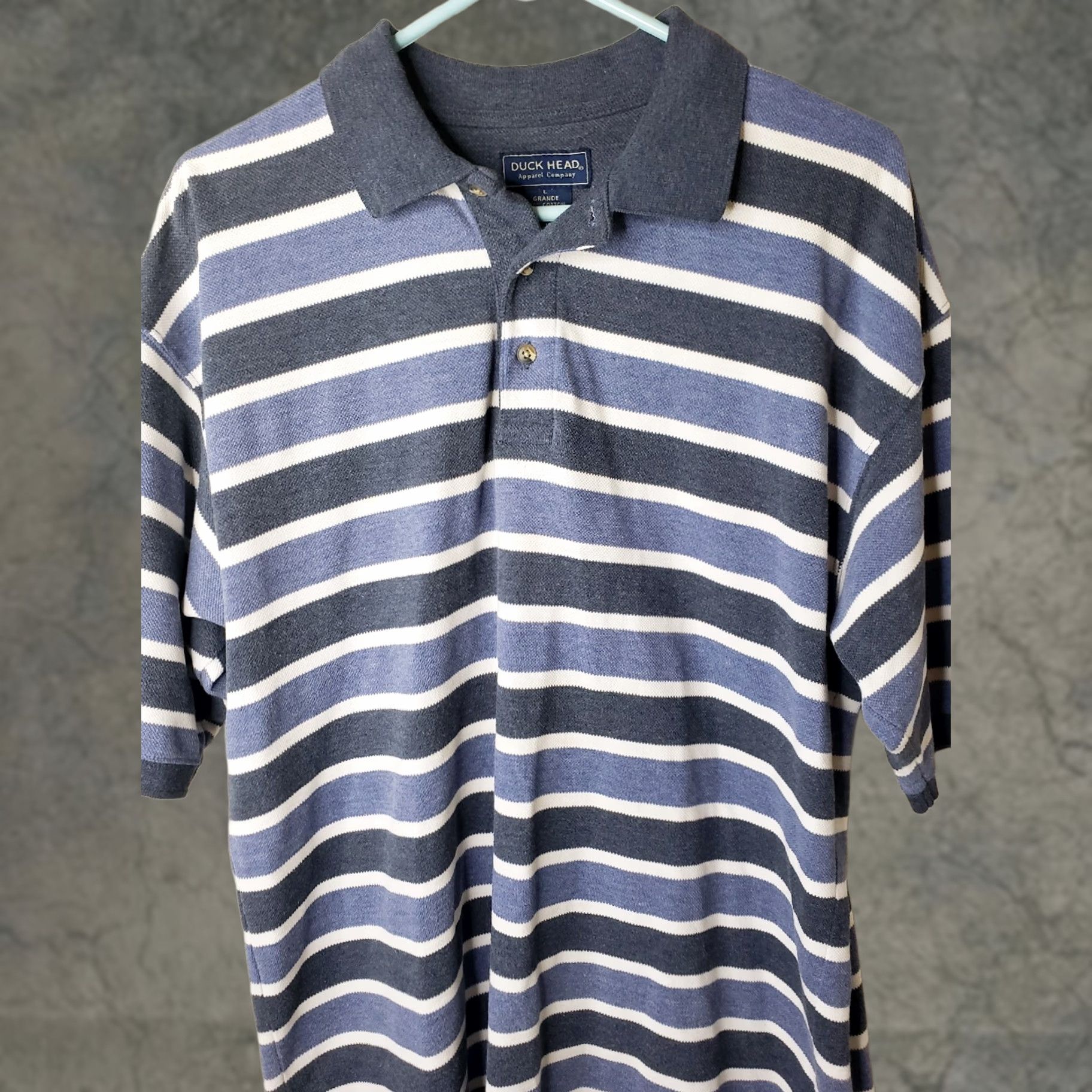 Vintage VINTAGE Duck Head Polo Shirt Men Large Blue Striped Short Sleeve 100% Cotton Embroidered Logo Button Collar Casual Golf Rugby Walking Size US L / EU 52-54 / 3 - 1 Thumbnail