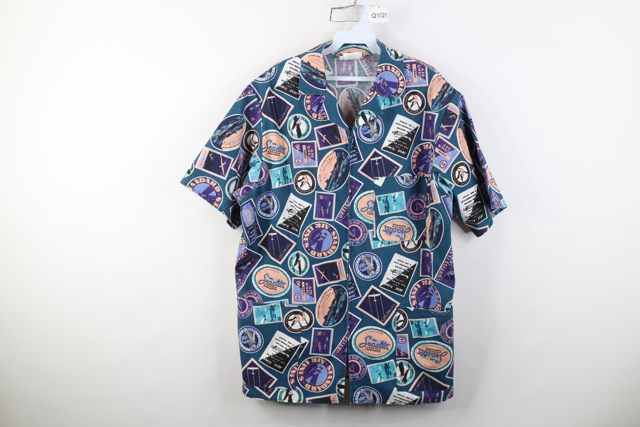 Vintage Deadstock Vintage 90s Airplane Stamp Camp Zip Shirt Jacket Size US M / EU 48-50 / 2 - 1 Thumbnail