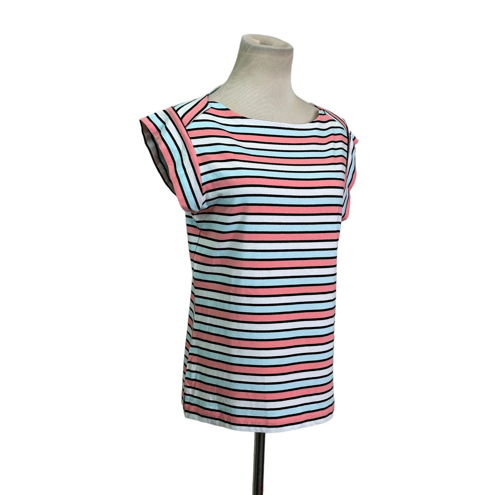 Anne Klein Anne Klein pink blue stripes short sleeves top size Small Size S / US 4 / IT 40 - 8 Thumbnail