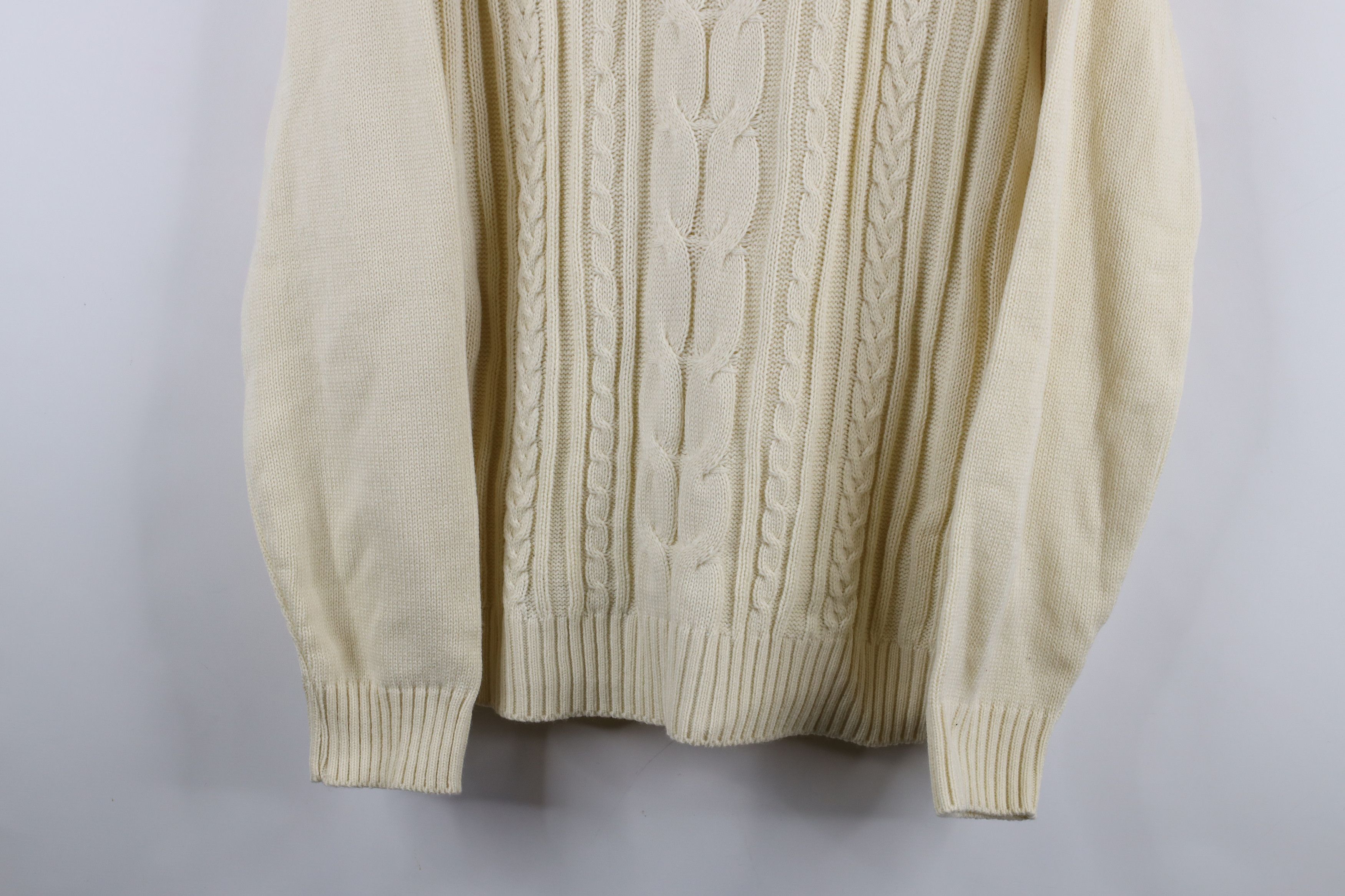 Vintage Vintage 90s Streetwear Ribbed Cable Knit Sweater Beige Size L / US 10 / IT 46 - 3 Thumbnail