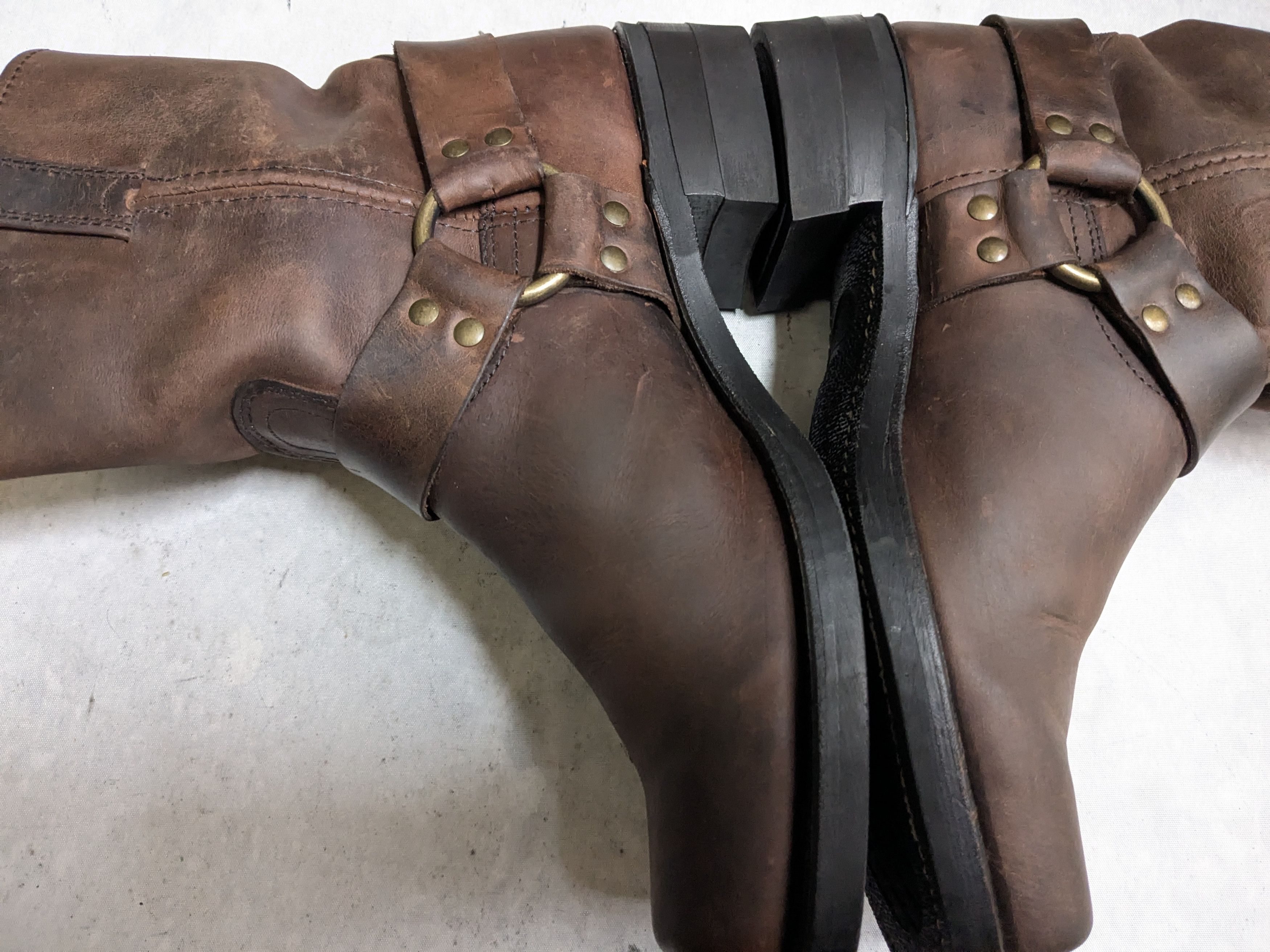 Frye Frye Harness Boots Brown 10 M Leather Buckle USA Size US 10 / EU 43 - 13 Thumbnail