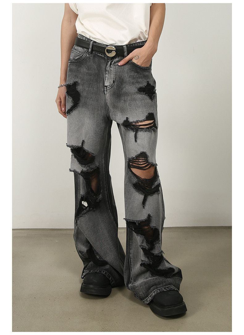Vintage Men's straight loose high street ripped wide leg jeans Size US 32 / EU 48 - 4 Thumbnail