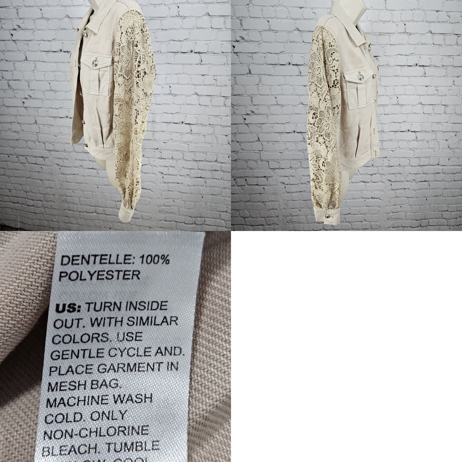White House Black Market White House Black Market Beige Lace Long Sleeve Buttoned Utililty Jacket 10 Womens Size L / US 10 / IT 46 - 9 Thumbnail