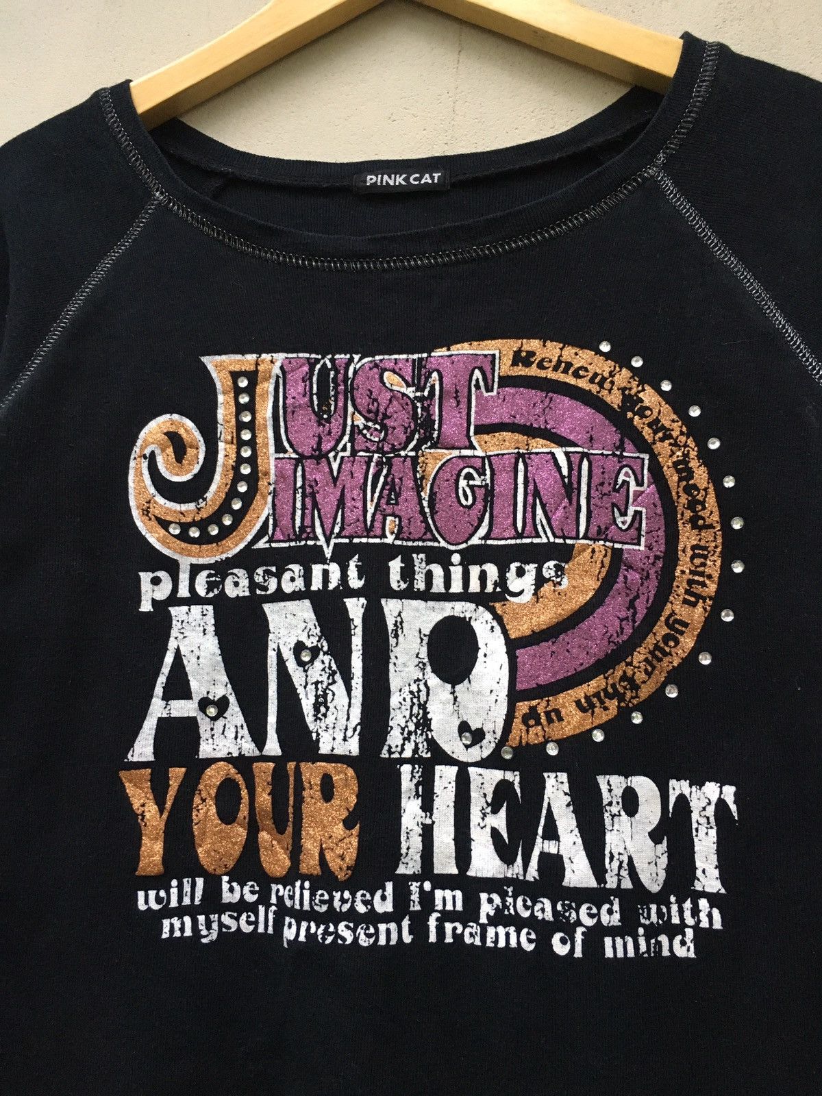 20471120 Japanese Y2K Style Pink Cat Poem Long Sleeve Ifsix Lgb Style Size US M / EU 48-50 / 2 - 2 Thumbnail