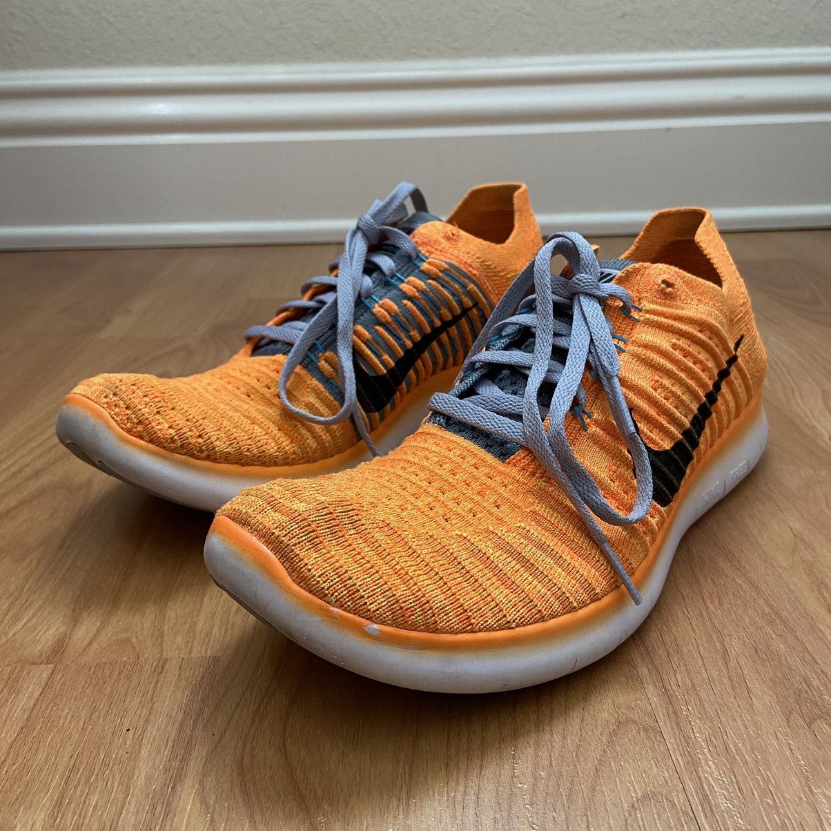 Nike Women's Free Run Flyknit Neon Orange Shoes Size