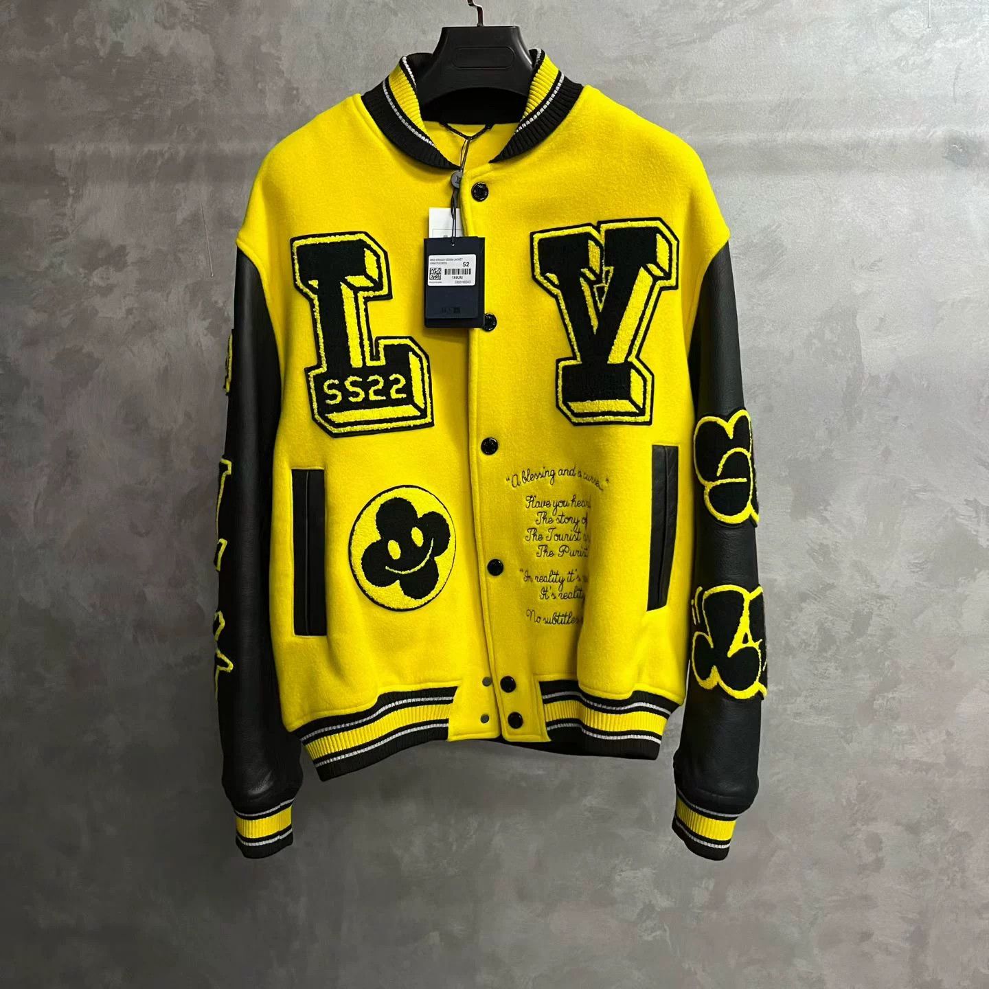 Louis Vuitton Louis Vuitton Yellow Logo Embroidered Baseball Jacket Size US L / EU 52-54 / 3 - 1 Thumbnail