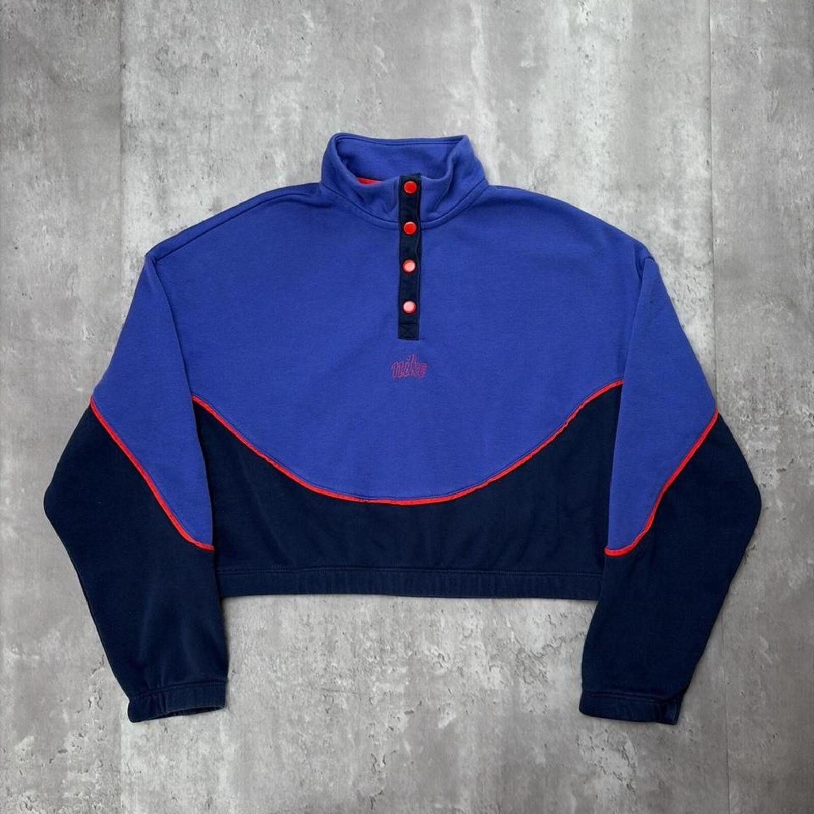 Nike Y2K Purple Nike Snap T Cropped Pullover Sweater Size XL / US 12-14 / IT 48-50 - 1 Thumbnail