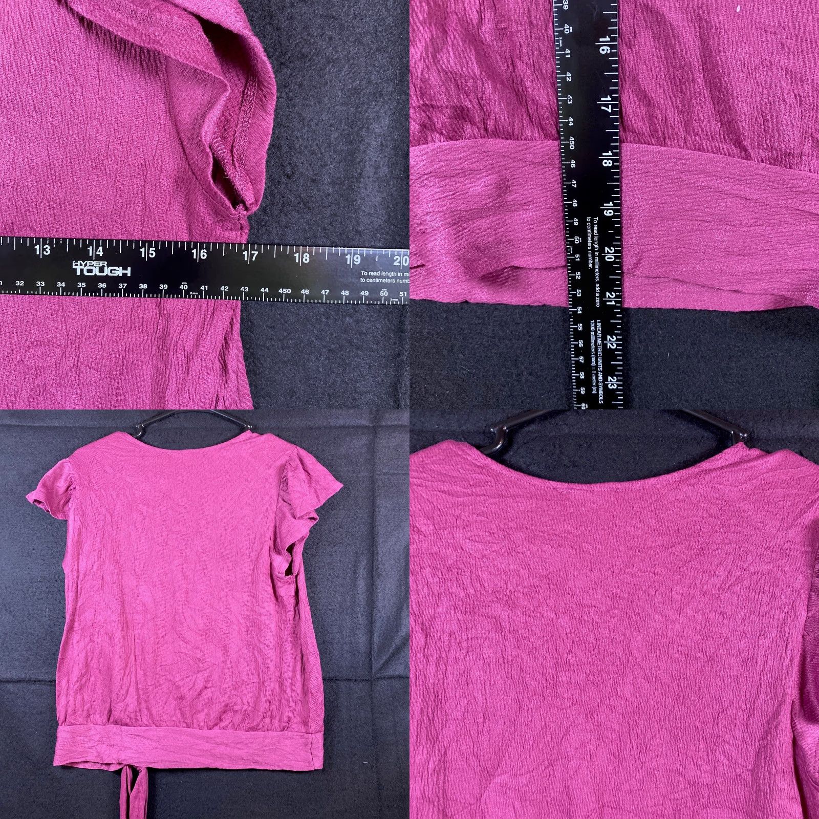 Loft LOFT Blouse V-Neck Wrap Front Tie Short Sleeve Stretch S Womens Pink Fuchsia Casual Workwear Size S / US 4 / IT 40 - 8 Thumbnail