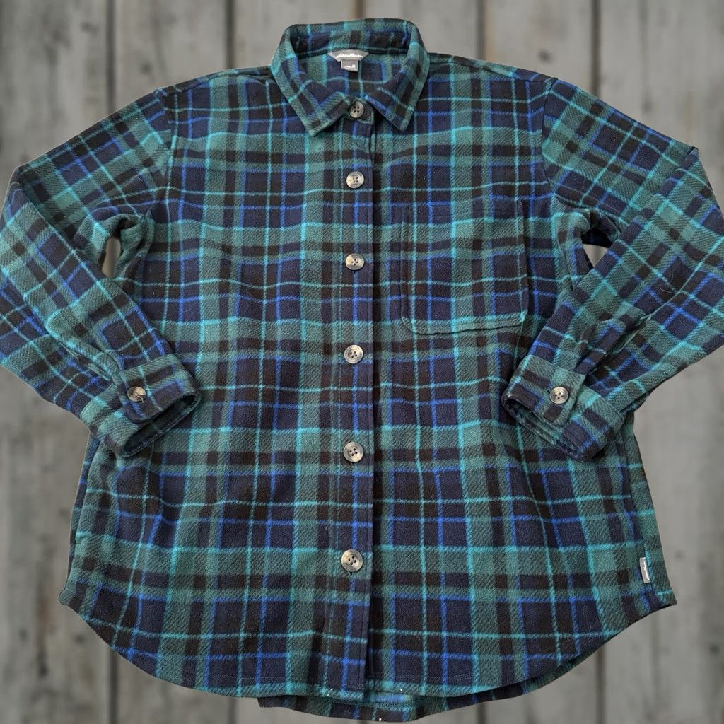 Eddie Bauer Eddie Bauer Shacket Fleece Shirt Womens Sz Medium Blue Green Plaid Chest Pocket Size M / US 6-8 / IT 42-44 - 1 Thumbnail