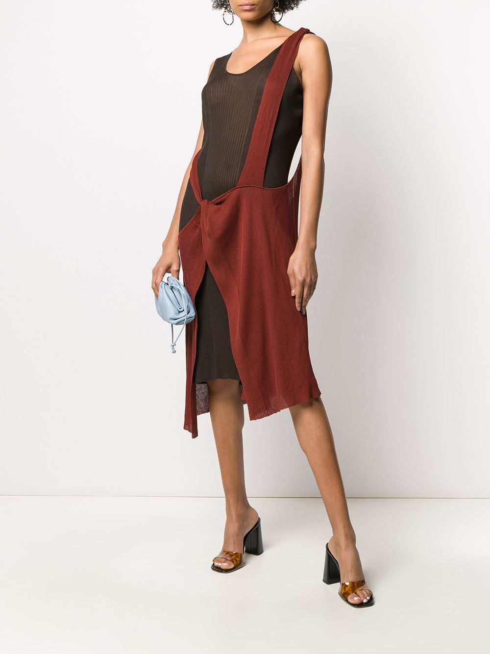 Bottega Veneta o1y0725 Midi Dress in Rust/Black Size XXS / US 00 / IT 34 - 4 Thumbnail
