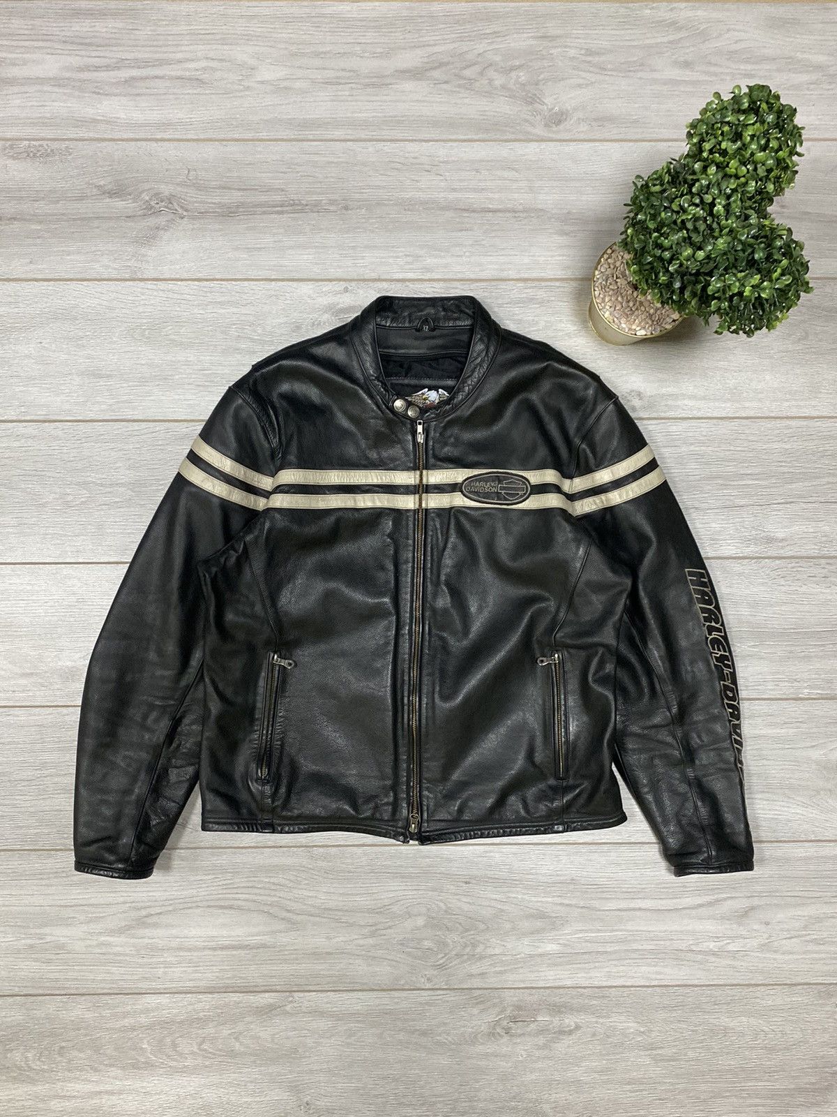 Vintage Harley Davidson big logo vintage leather racing jacket Size US XL / EU 56 / 4 - 2 Thumbnail