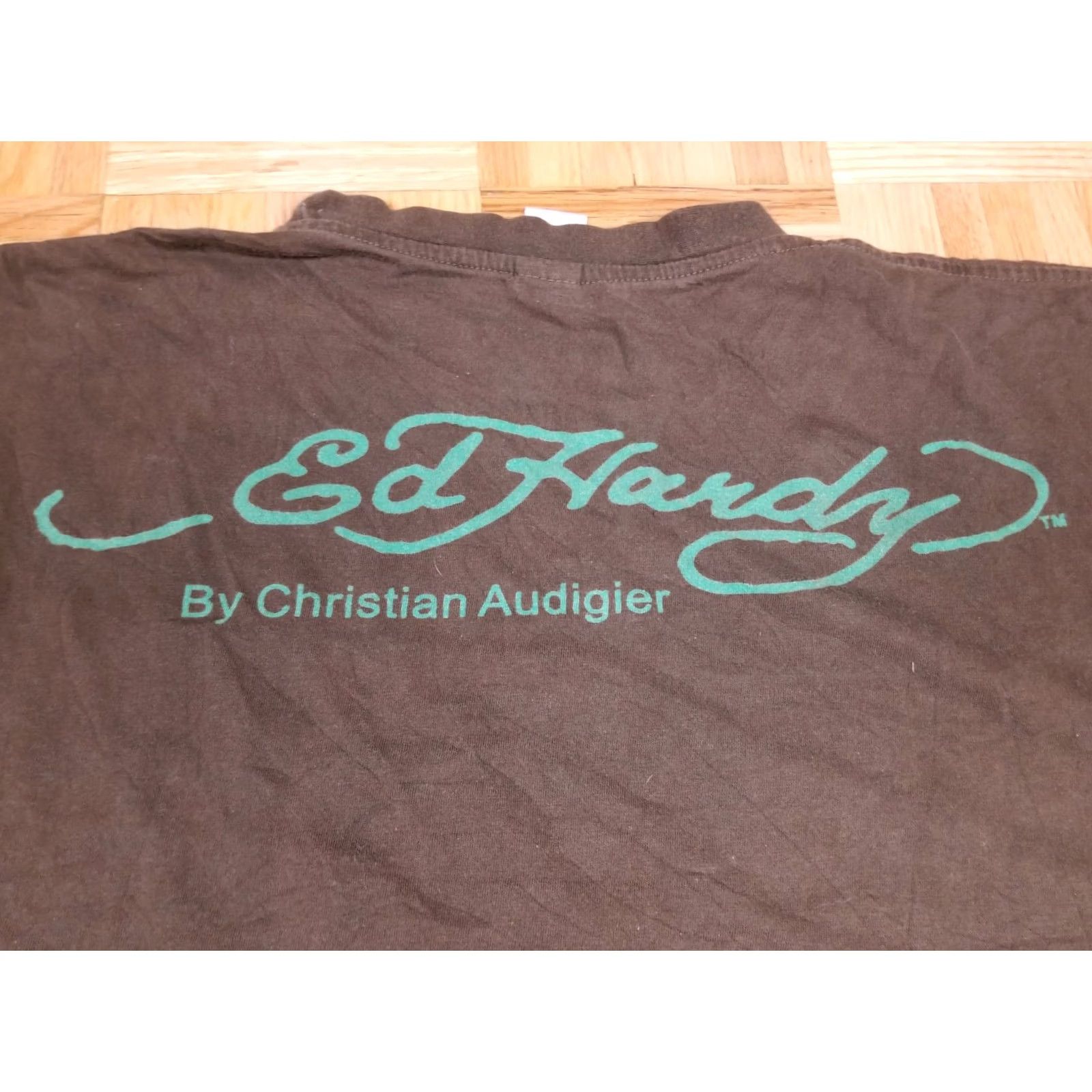 Ed Hardy VINTAGE Y2K ED HARDY CHRISTIAN AUDIGIER NEW YORK CITY BEADED T-SHIRT Brown 3XL Mens Size US XXL / EU 58 / 5 - 7 Thumbnail