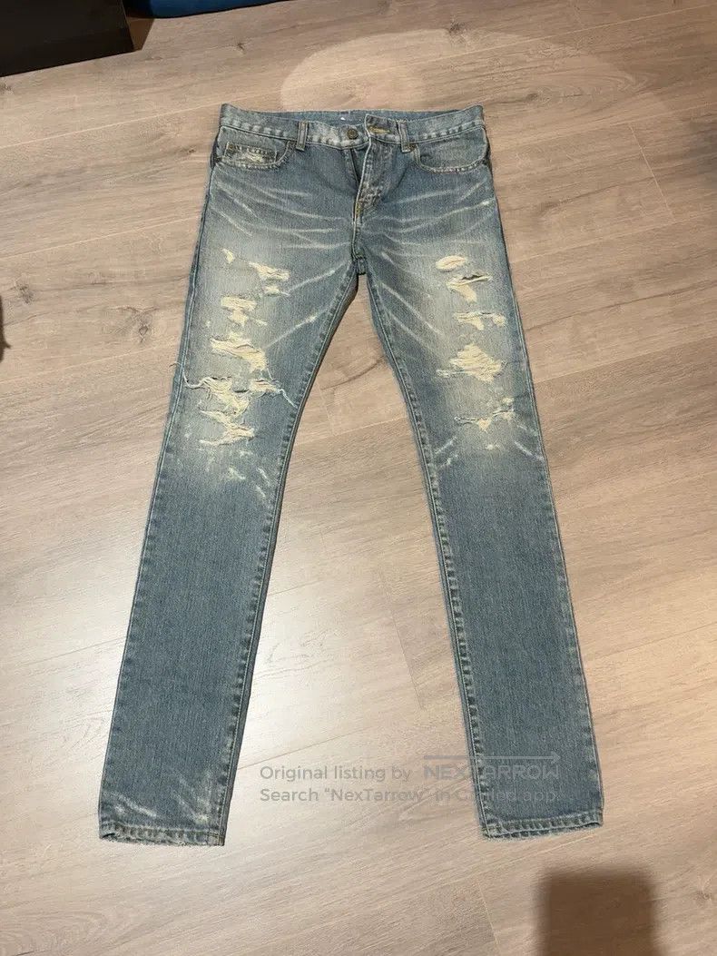 Saint Laurent Paris Saint Laurent Paris Cat scratch distressed water-washed bl Size US 29 - 1 Thumbnail