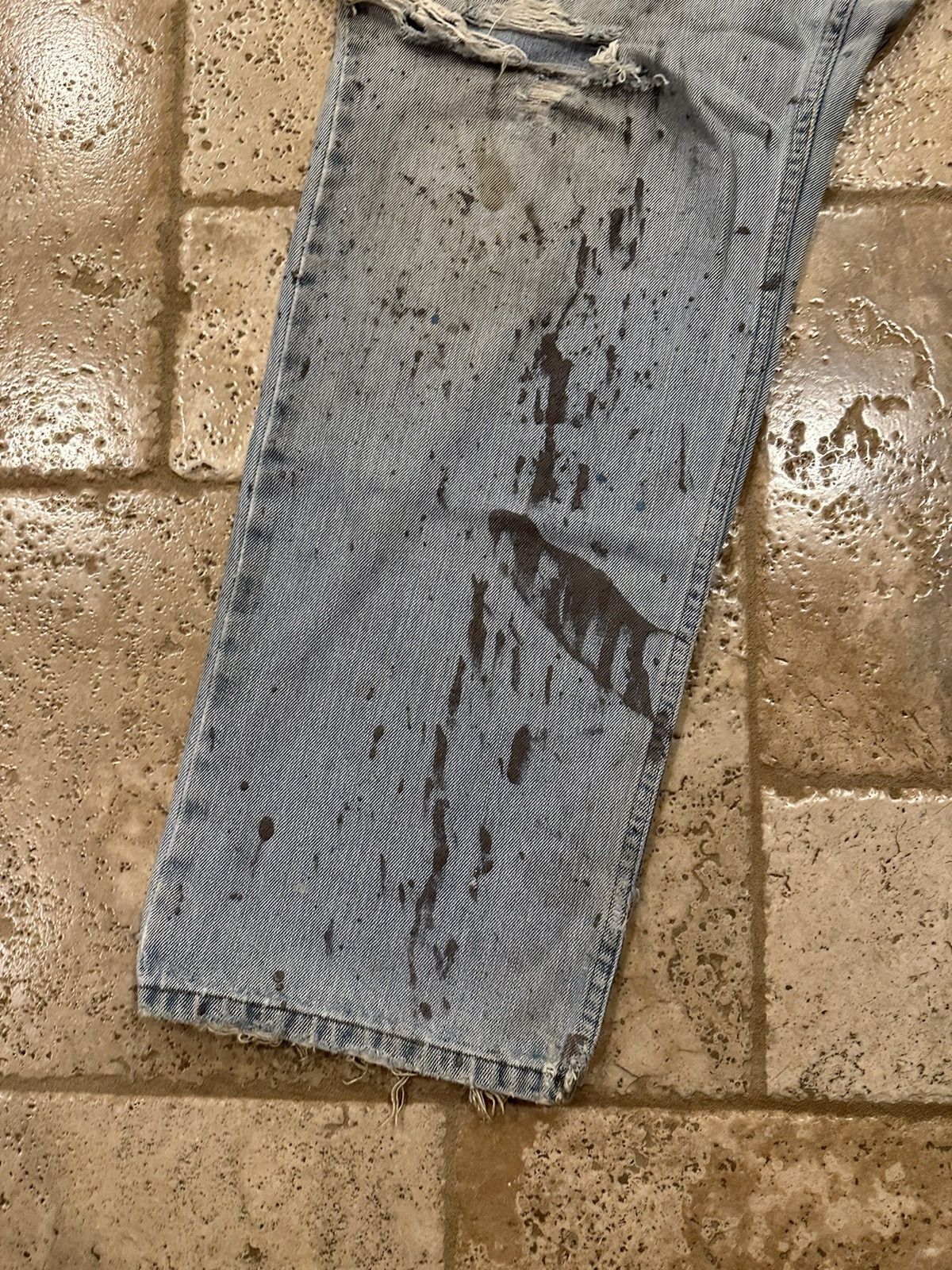 Haggar × Vintage Vintage Haggar Blue Thrash Distressed Painter Denim Jeans Size US 36 / EU 52 - 5 Thumbnail