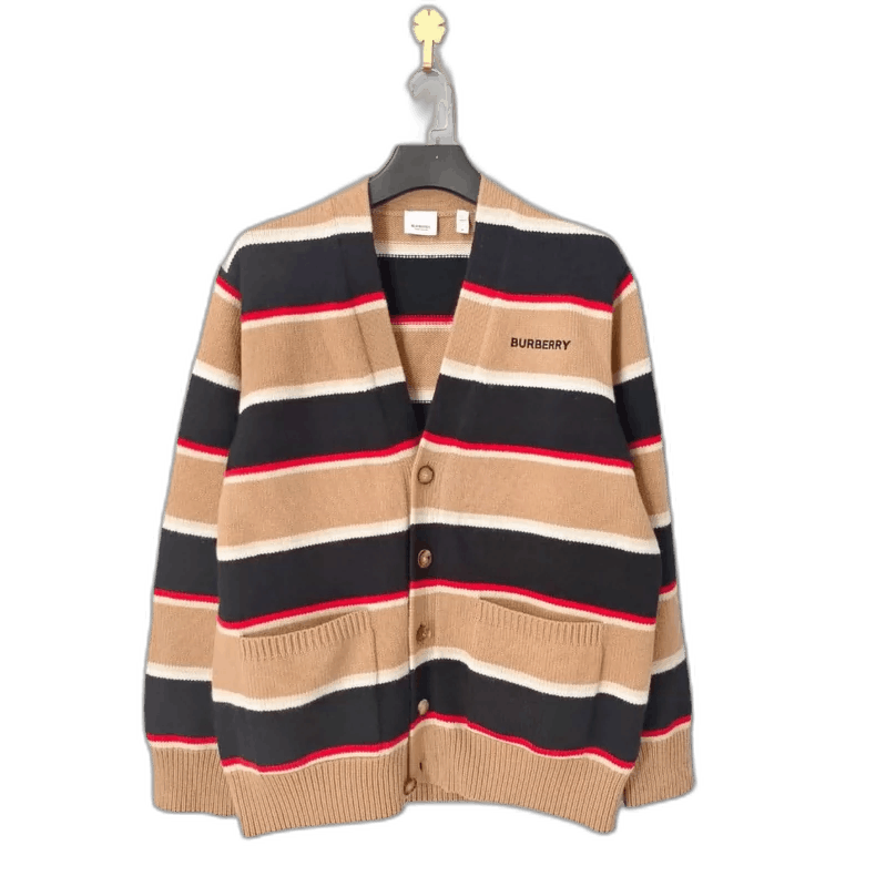 Burberry Striped Cashmere Blend Cardigan Sweater-yf