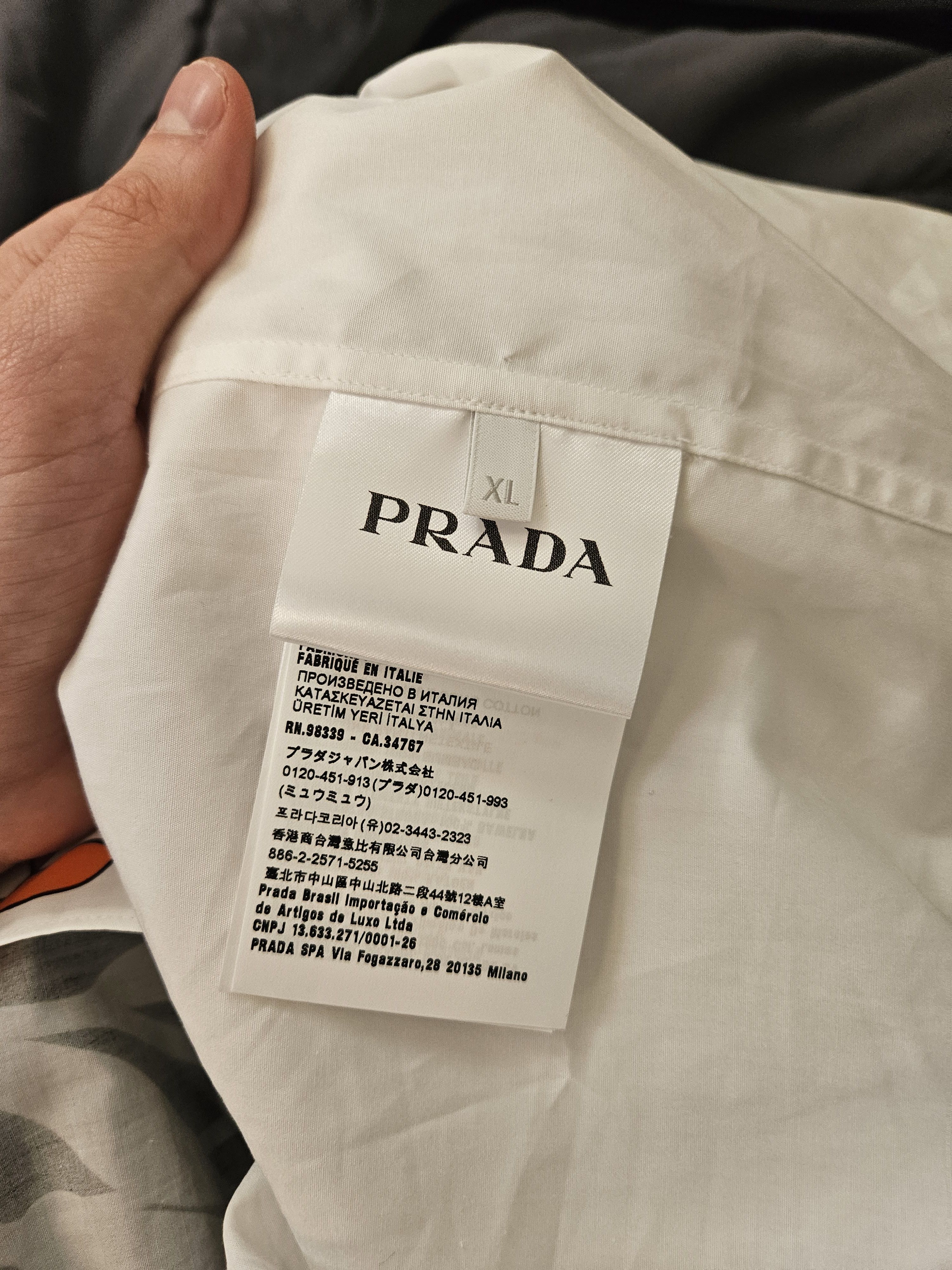 Prada White & Floral Double Match Button Up Shirt Size US XL / EU 56 / 4 - 8 Thumbnail