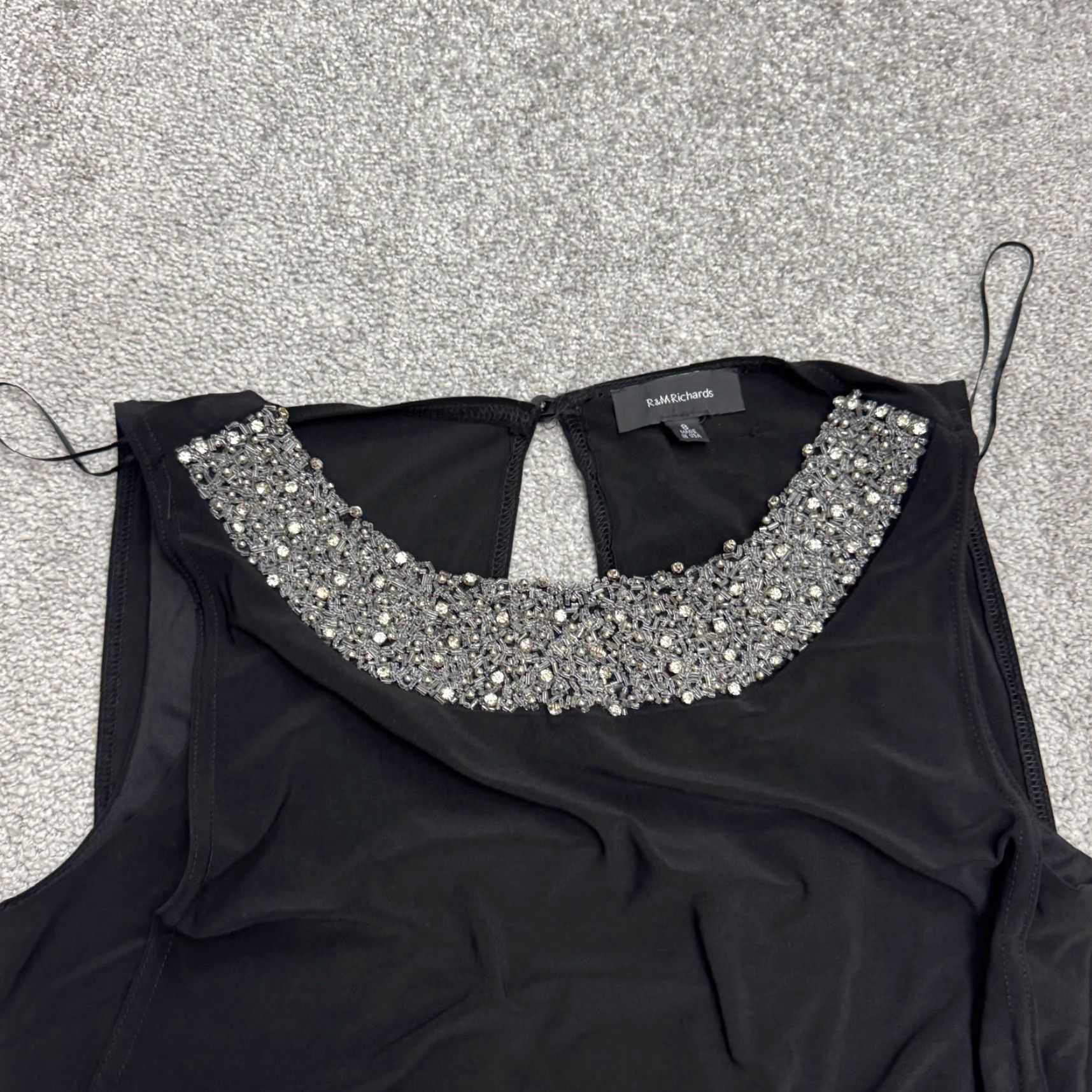 Vintage VINTAGE R&M Richards Maxi Dress Formal Sleeveless Black 8 Women Chiffon Rhinestone Embellished Size M / US 6-8 / IT 42-44 - 4 Thumbnail