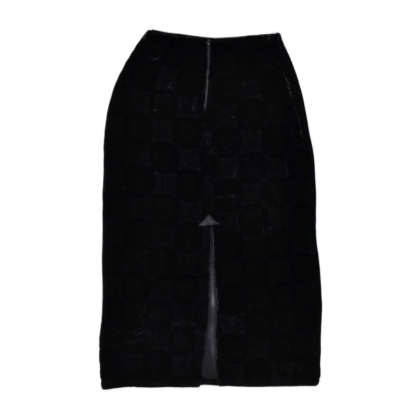 Vintage L'ALTRA MODA Womens Black Geometric Viscose Straight Skirt IT 40 Small W26 Size 28" / US 6 / IT 42 - 2 Thumbnail