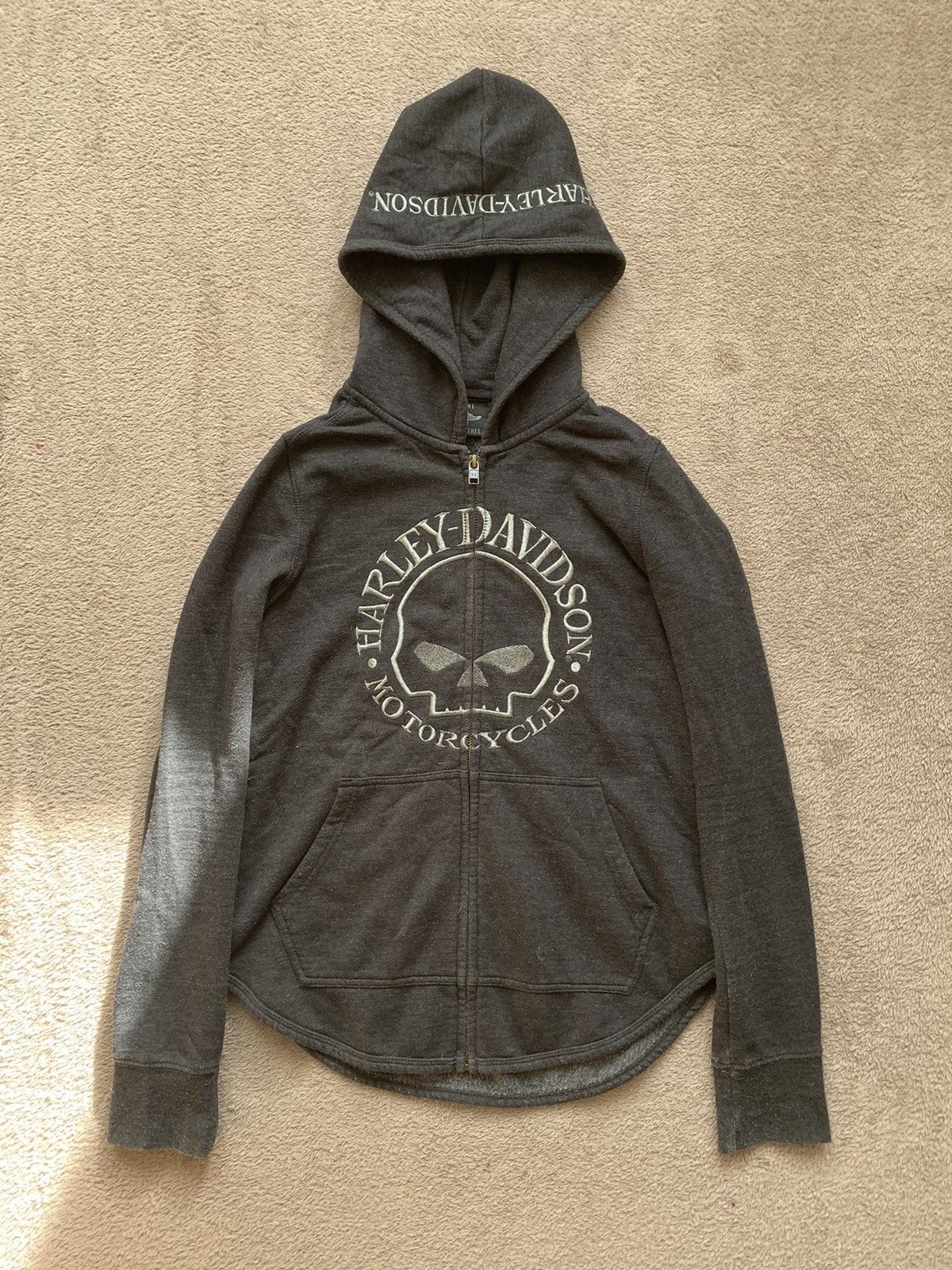 Vintage Harley Davidson Skull Y2K Faded Zip Hoodie grunge punk lgb Size US S / EU 44-46 / 1 - 1 Thumbnail