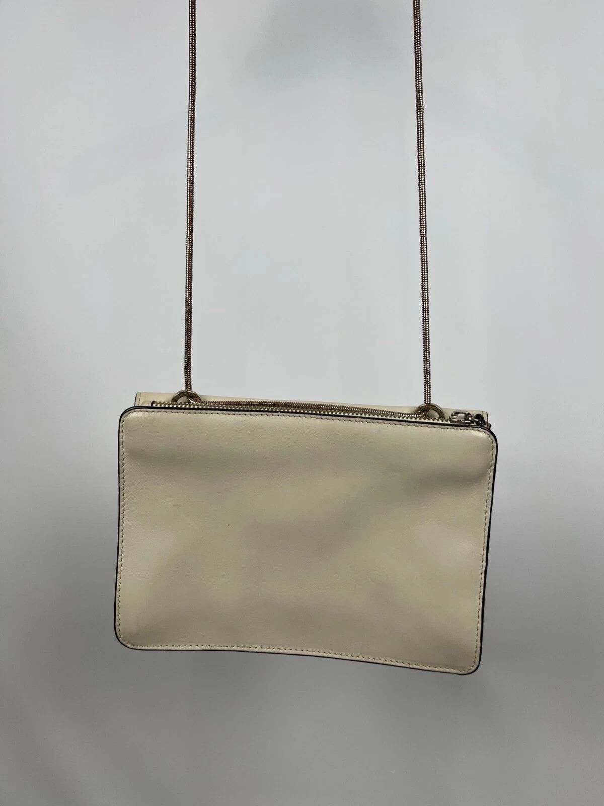 Reiss Reiss Shoulder Bag Clutch Ivory Real Leather Metal Сhain Size ONE SIZE - 8 Thumbnail