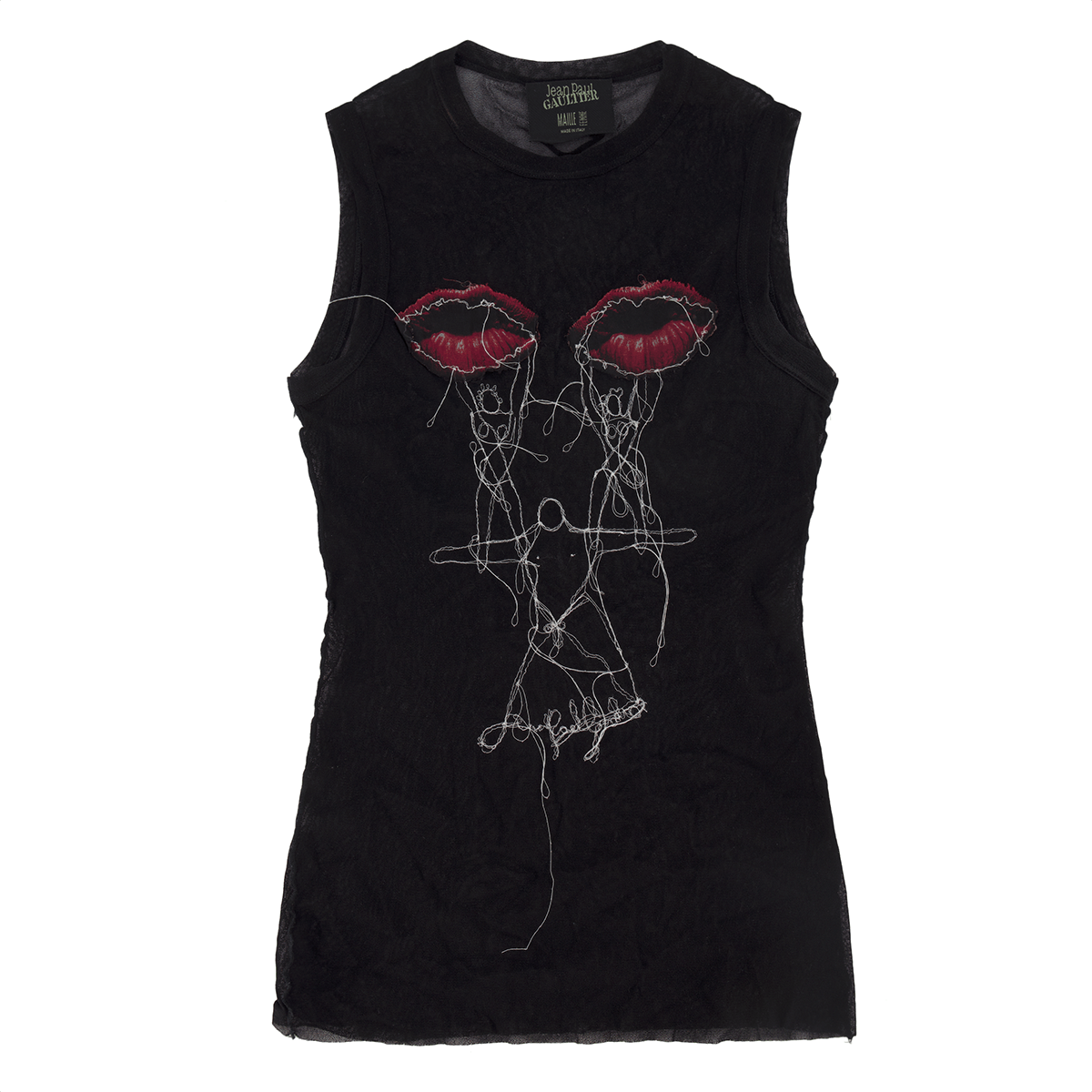 image of Jean Paul Gaultier Mesh Tank in Black, Women's (Size Medium)