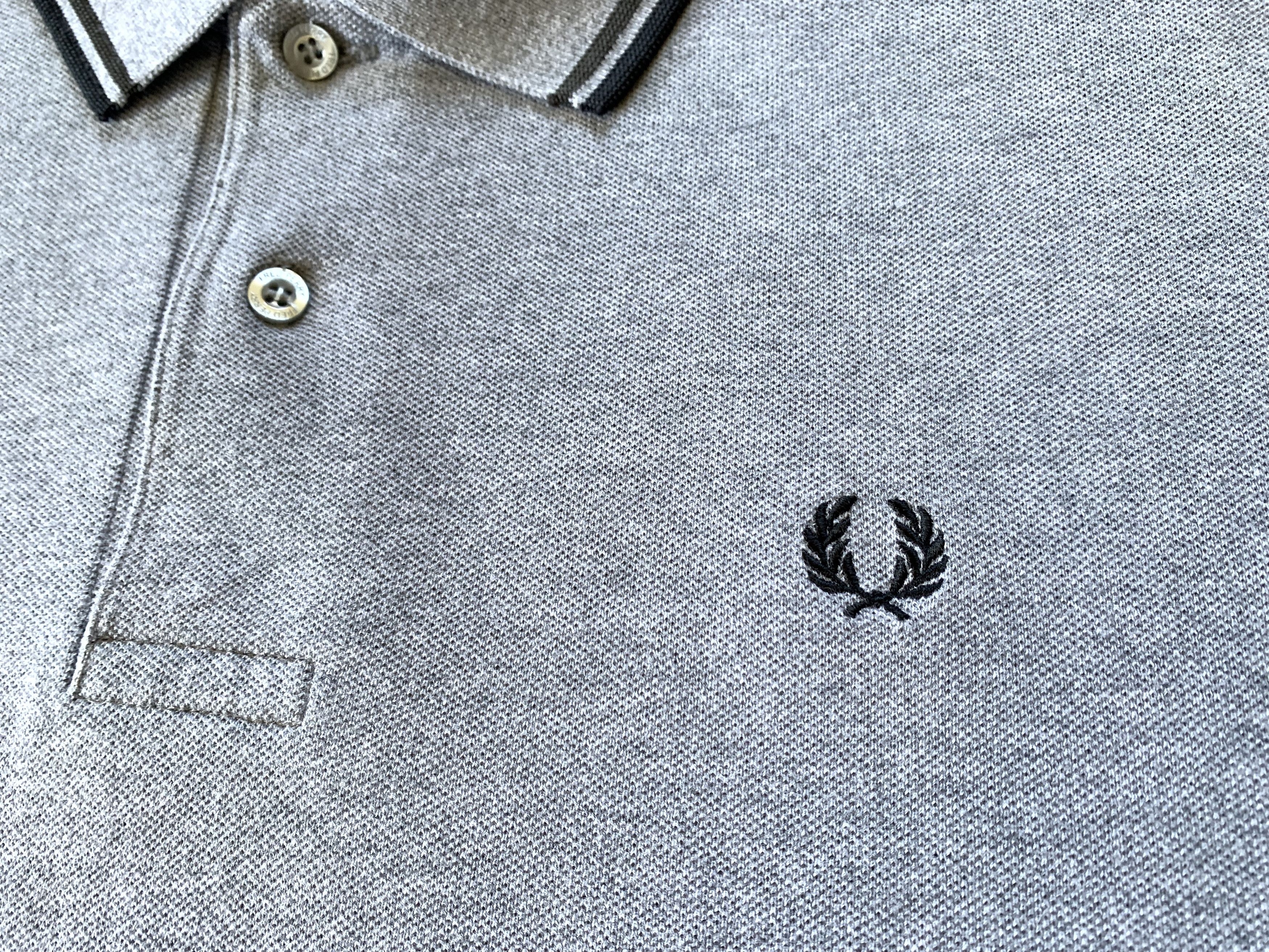 Designer × Fred Perry Fred Perry Basic Gray Cotton Long Sleeve Polo Size US XL / EU 56 / 4 - 6 Thumbnail