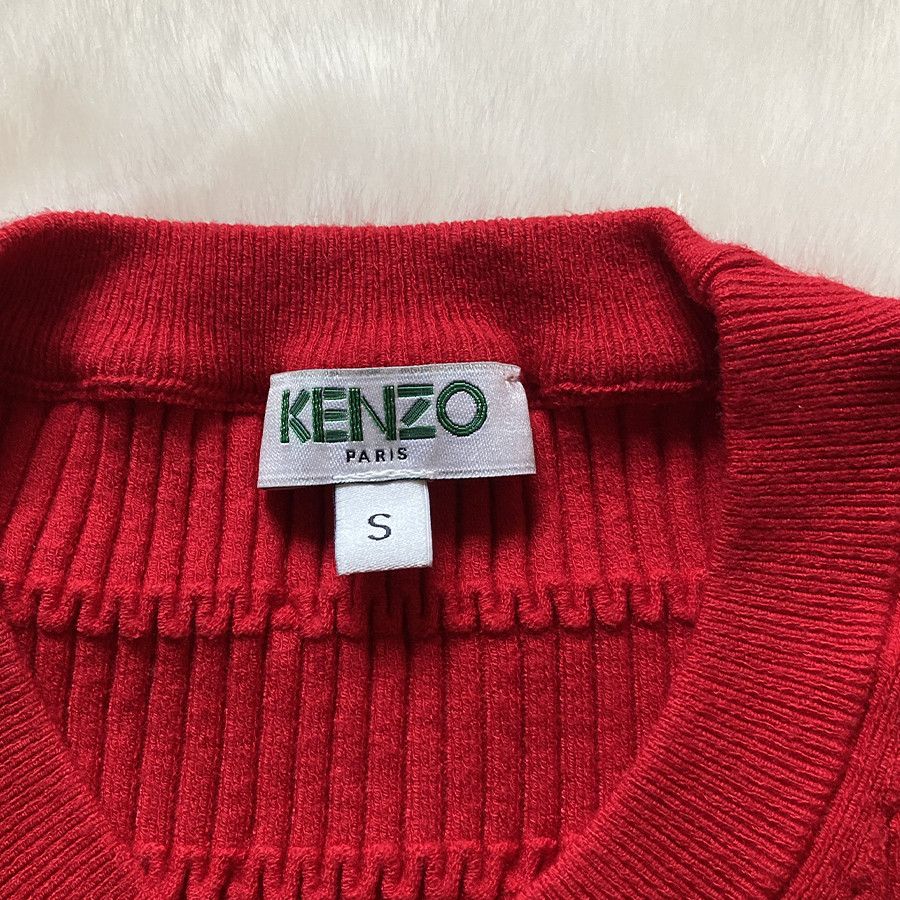 Kenzo Kenzo Paris Bright Red Ribbed Knit Top Size S / US 4 / IT 40 - 3 Thumbnail