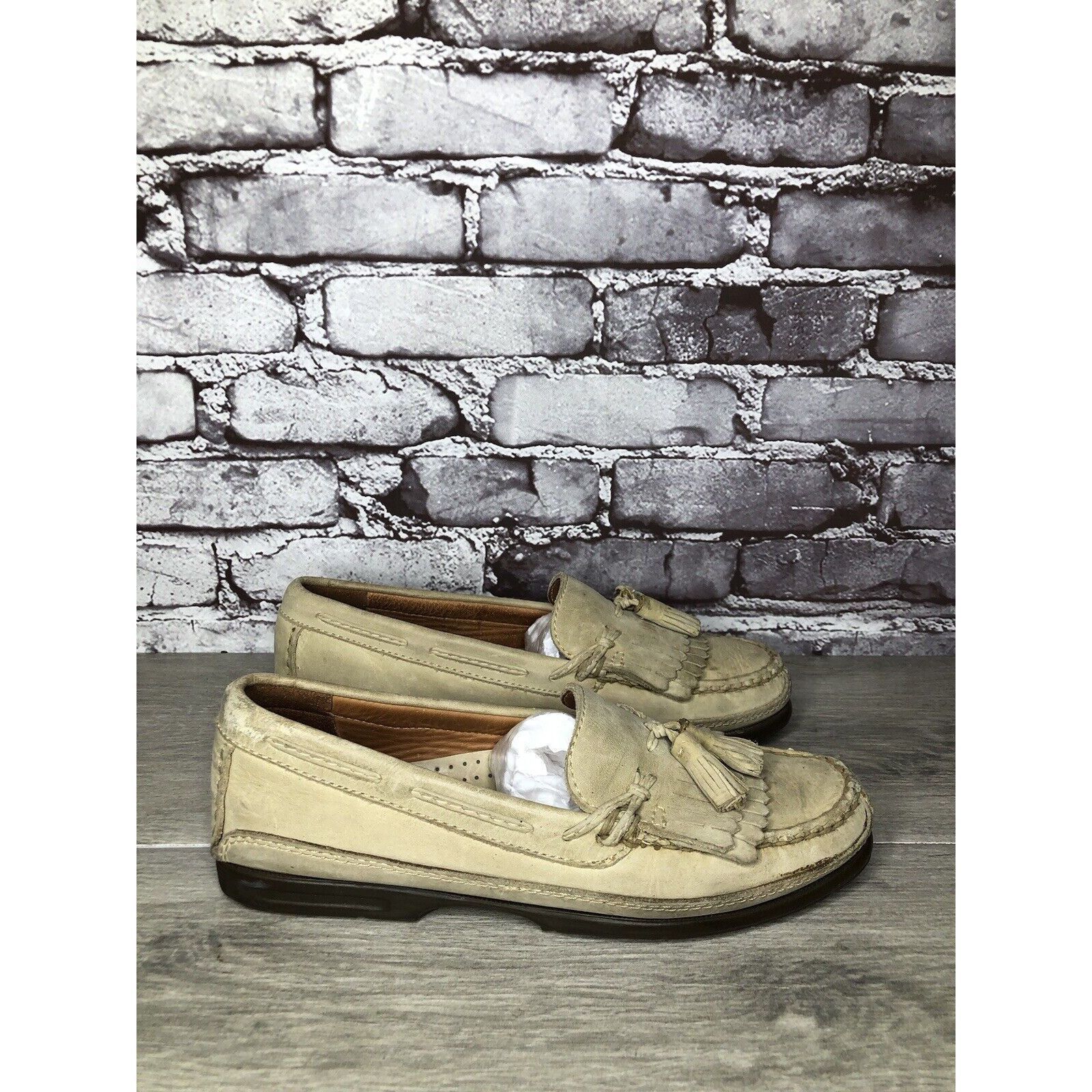 Johnston & Murphy Johnston Murphy Passport Beige Leather Tassel Kiltie Loafers Size US 8.5 / EU 41-42 - 12 Thumbnail