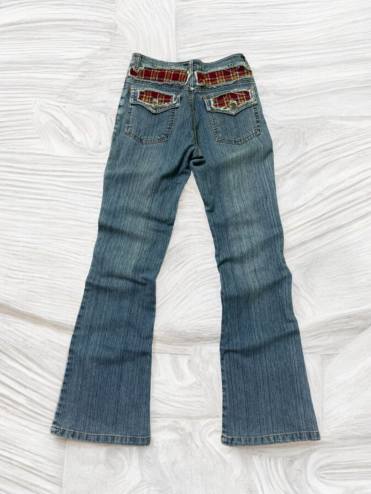 Hysteric Glamour × Japanese Brand Flare HAPHAZARD JEANS Plaid Tartans Junya Watanabe Denim Size US 26 / EU 42 - 1 Thumbnail