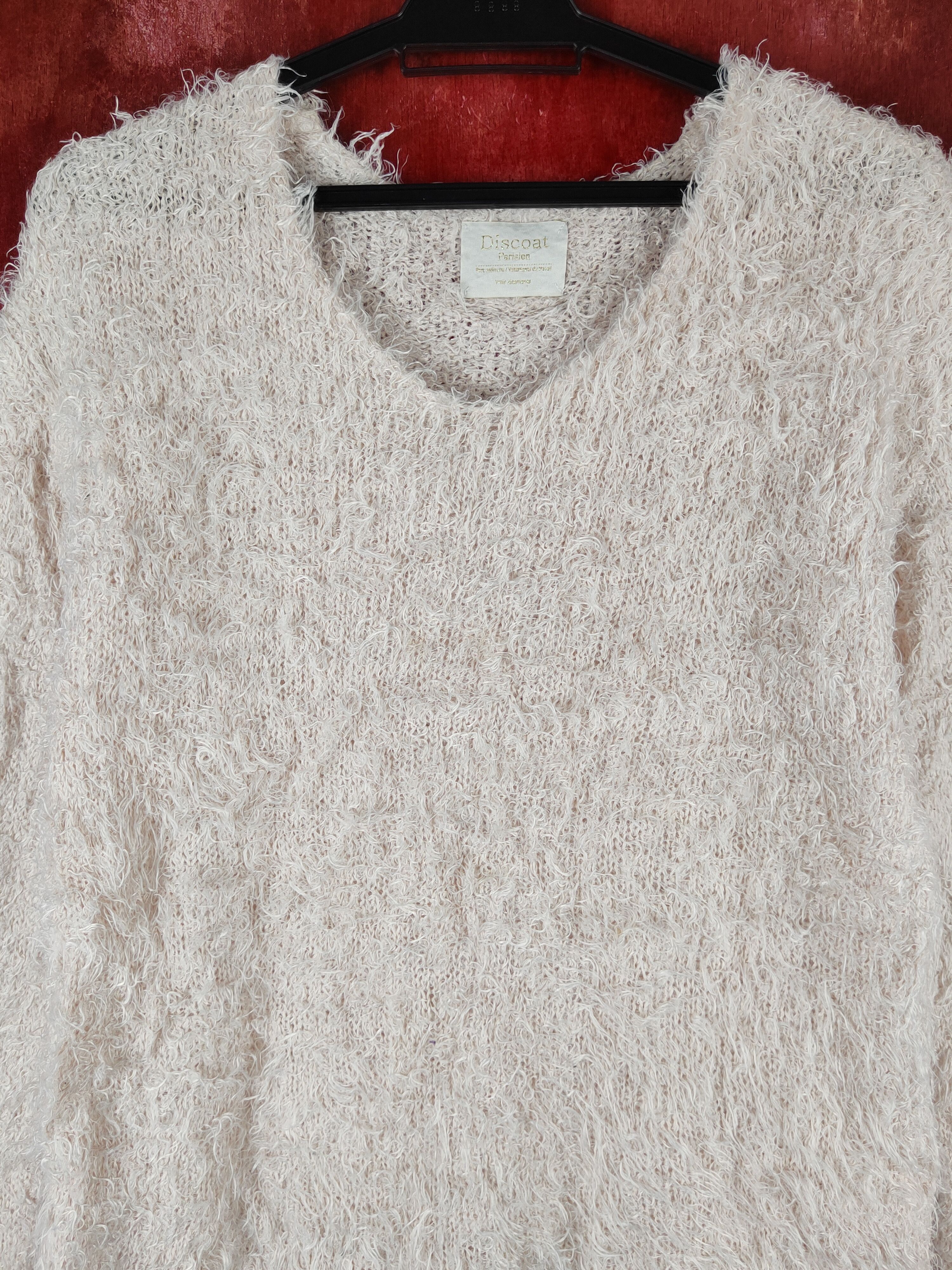 Japanese Brand Discoat Pink Shag Shaggy Fur Mohair Knitwear #S2156 Size M / US 6-8 / IT 42-44 - 2 Thumbnail