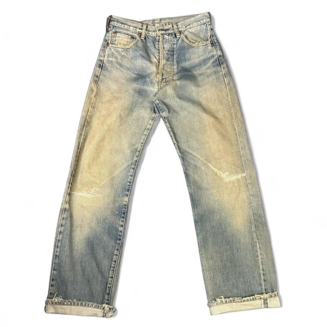 Levi's Vintage Clothing Levis E 503BXX 1992 Distressed Mud Selvedge 1970 Aging Denim Size US 30 / EU 46 - 1 Thumbnail